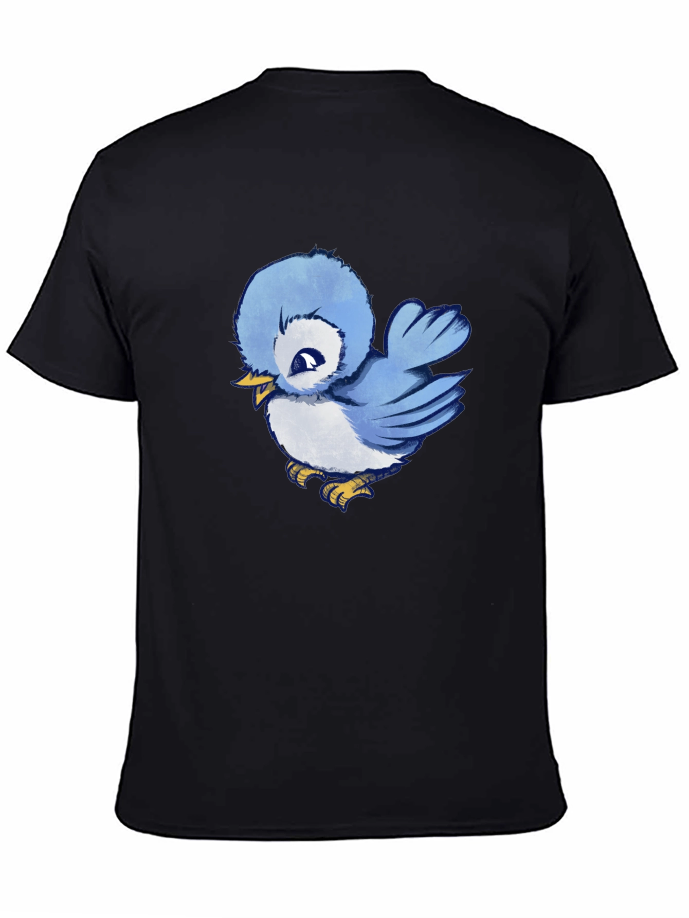 Black Cute Blue Bird Graphic T-Shirt - Soft Cotton Tee view 4