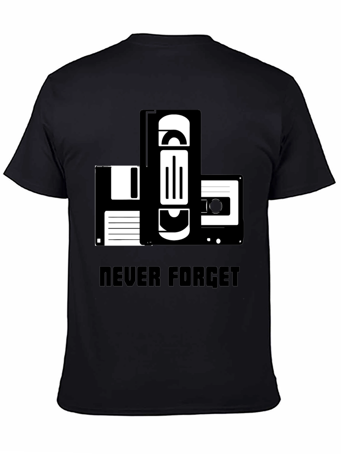 Black Retro Media T-Shirt: Never Forget view 4