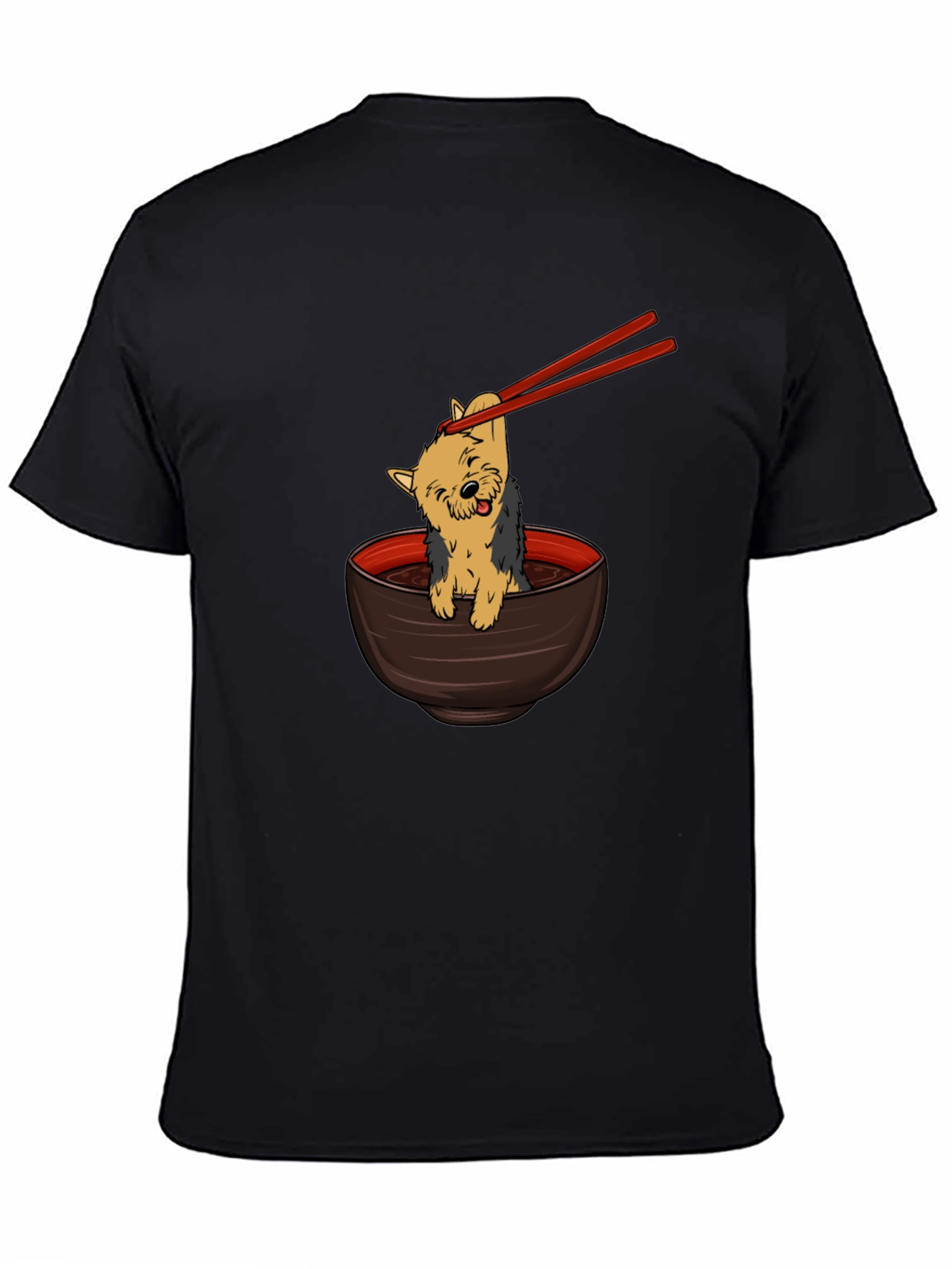 Black Dog in Ramen Bowl T-Shirt view 4