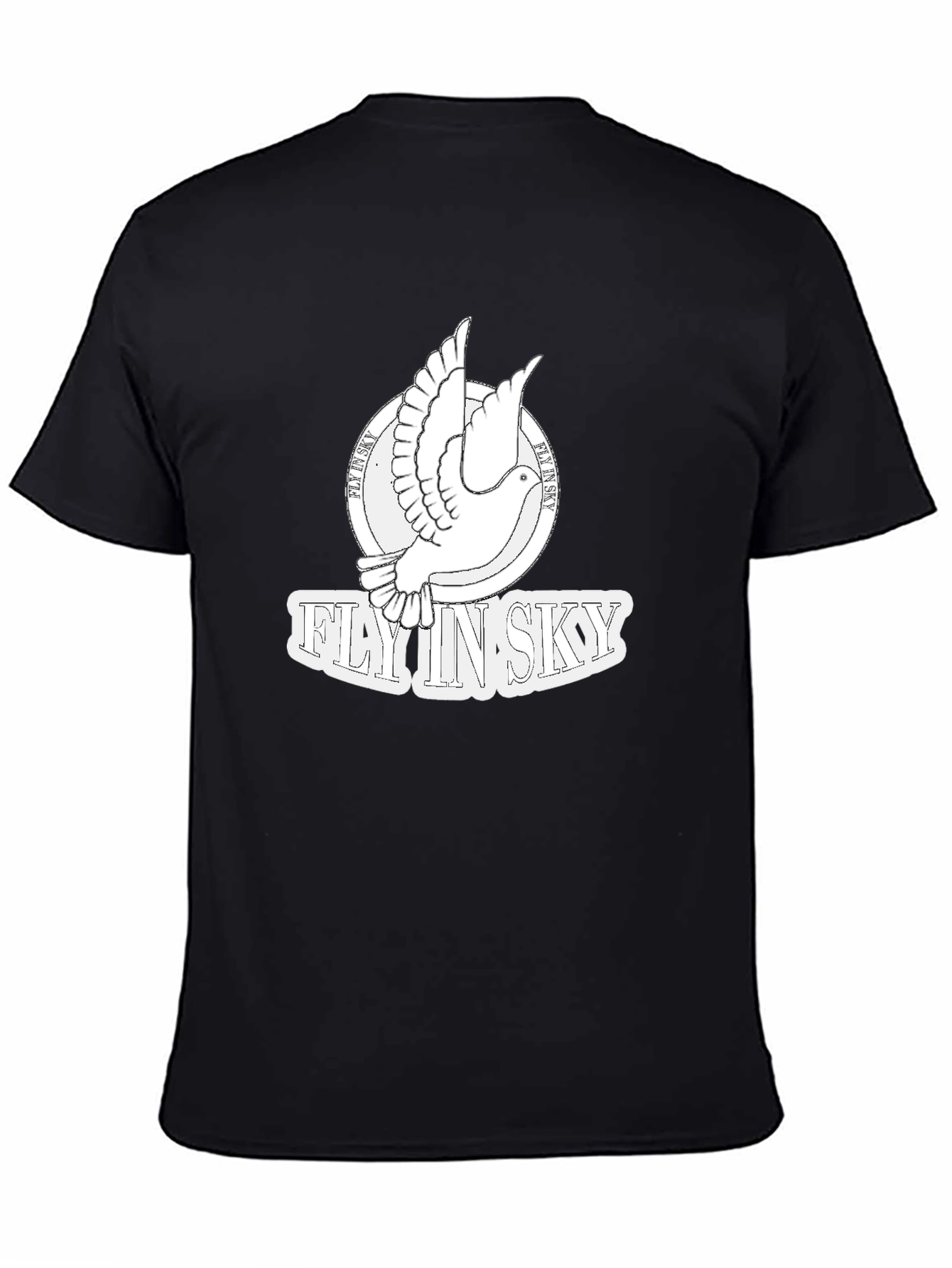 Black Fly In Sky Dove Graphic Black T-Shirt view 4