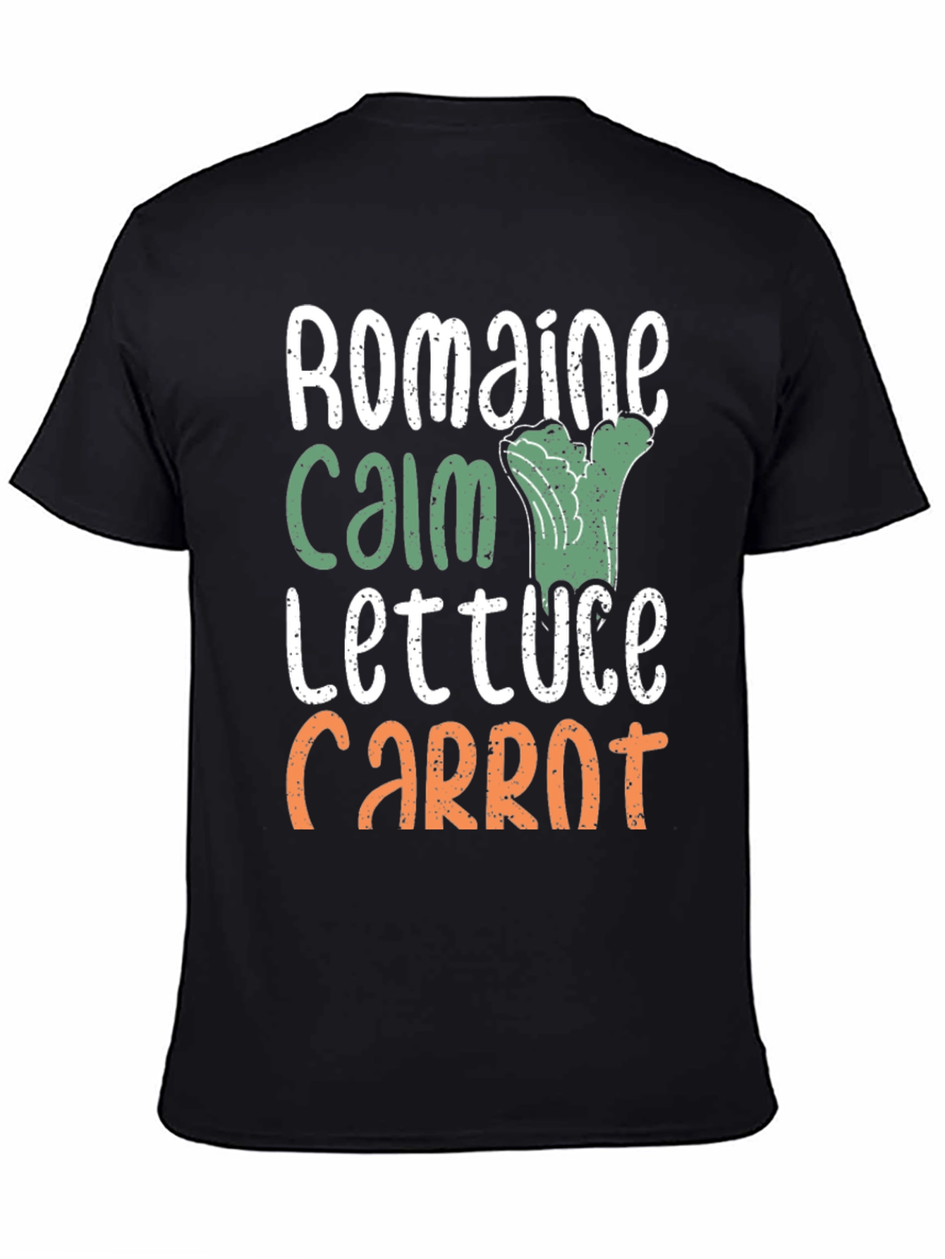 Black Romaine Calm Funny Vegetable T-Shirt view 4