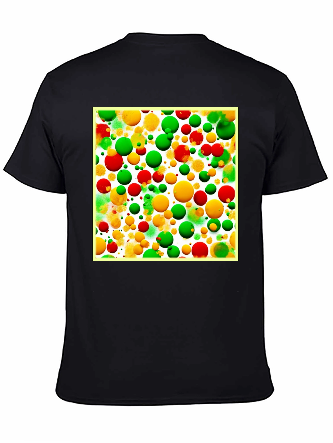 Black Colorful Bubble Pattern T-Shirt view 4