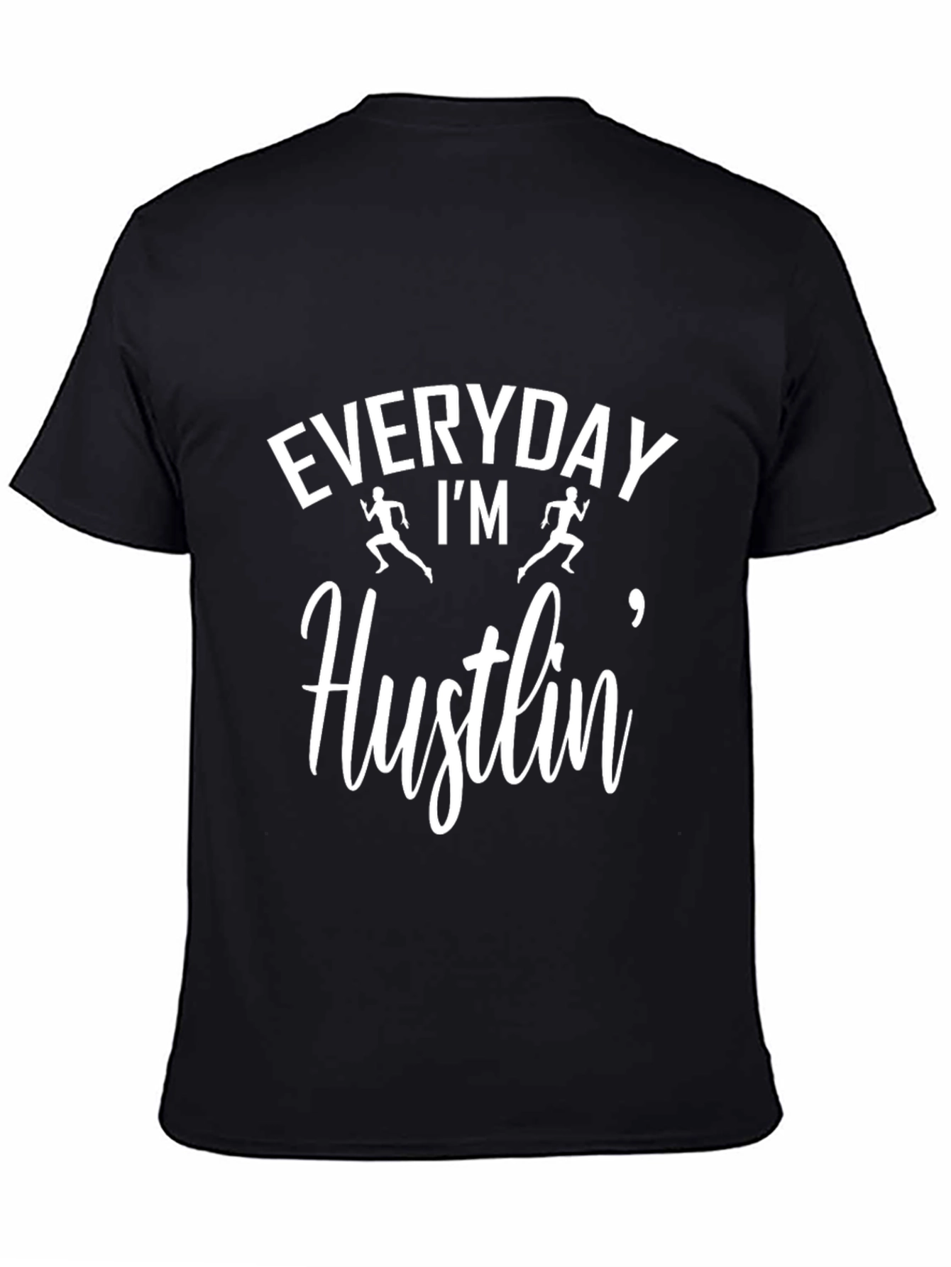 Black Everyday I'm Hustlin' Graphic Tee - Black Cotton T-Shirt view 4