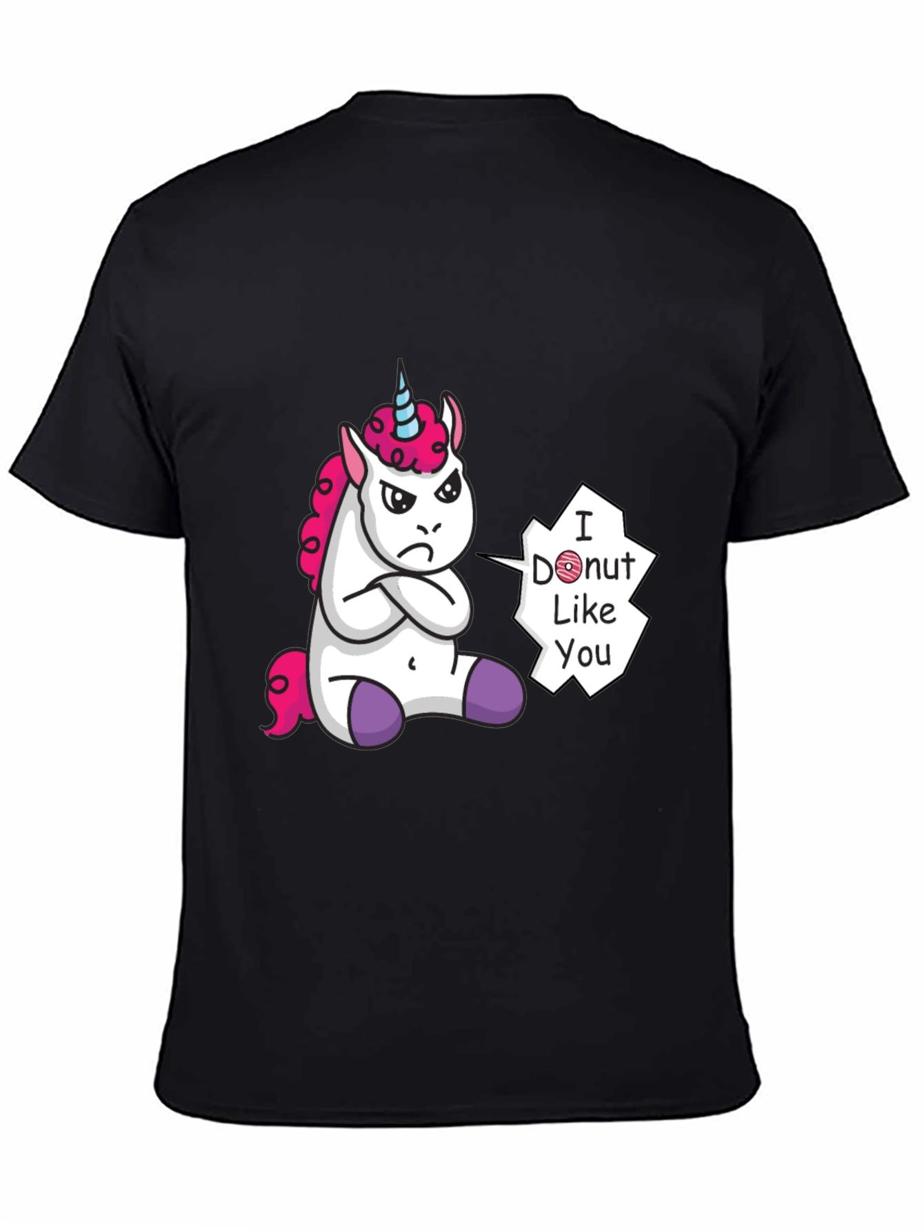 Black Funny Unicorn 'I Donut Like You' Graphic Tee view 4