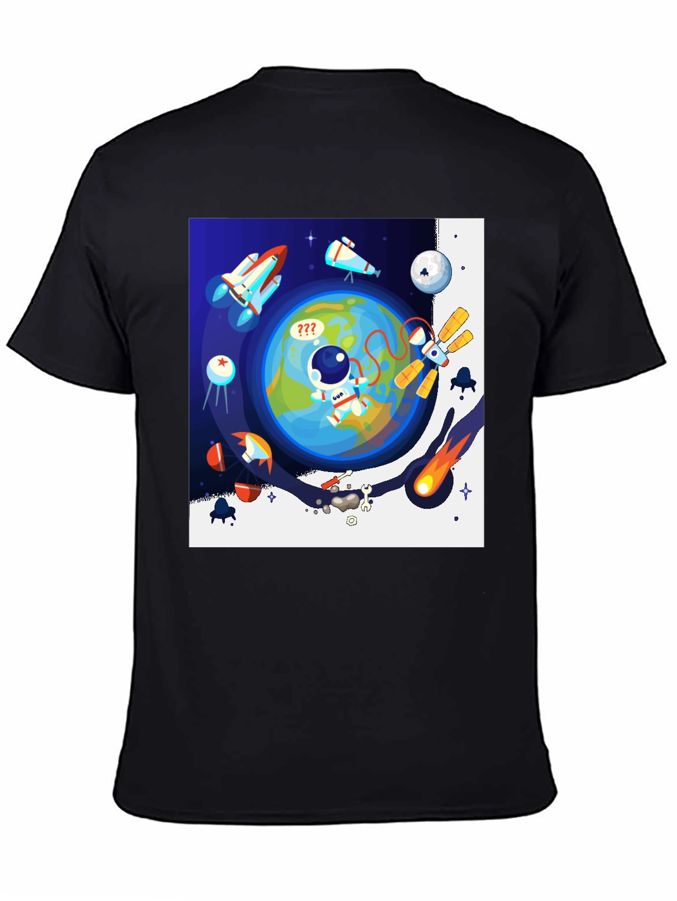 Black Astronaut in Space Graphic T-Shirt - Black view 4