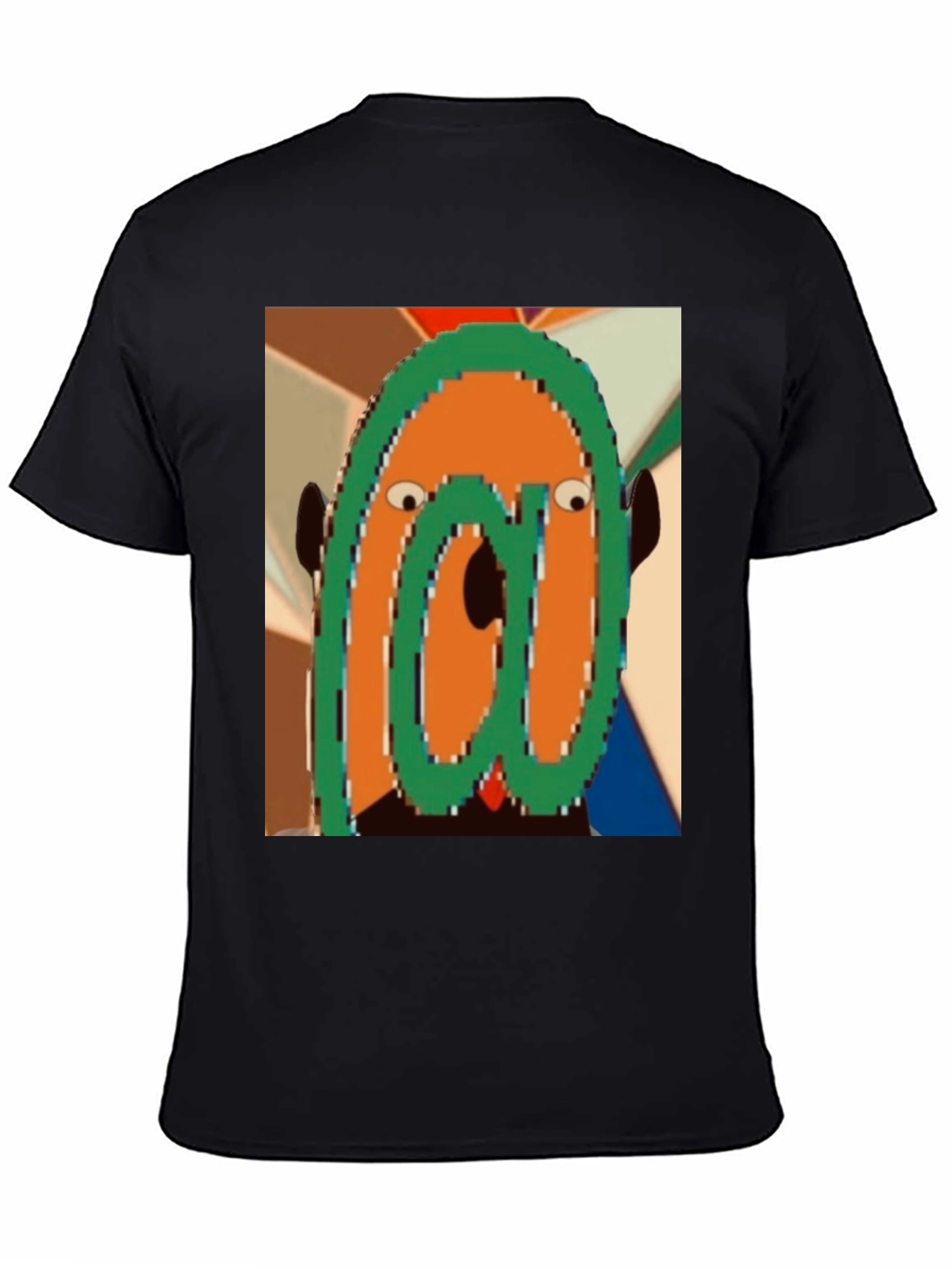 Black Unique Cartoon Face Graphic Tee - Black view 4