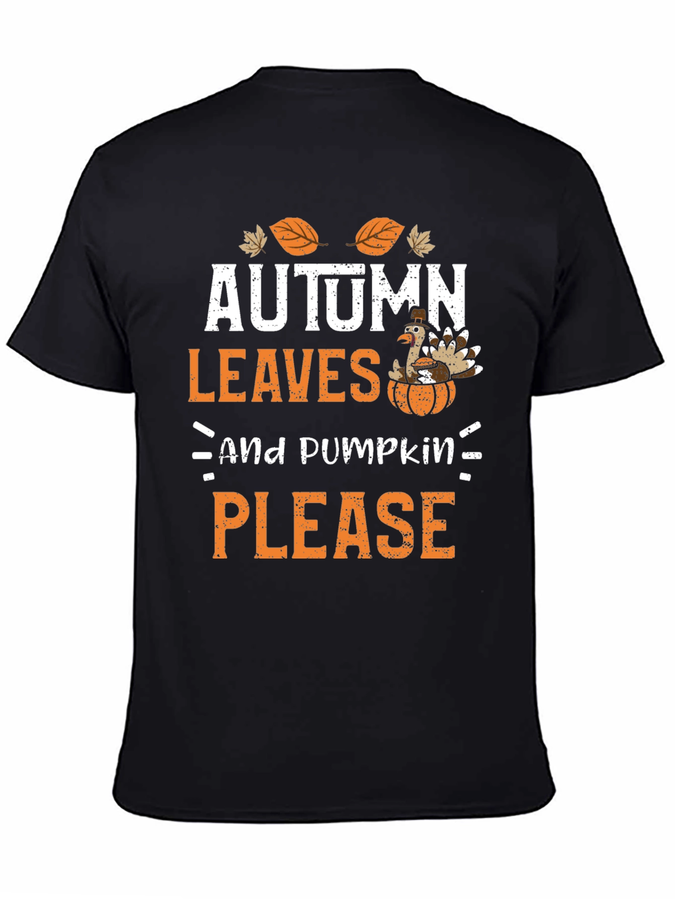 Black Autumn Leaves & Pumpkin Please Graphic Tee view 4
