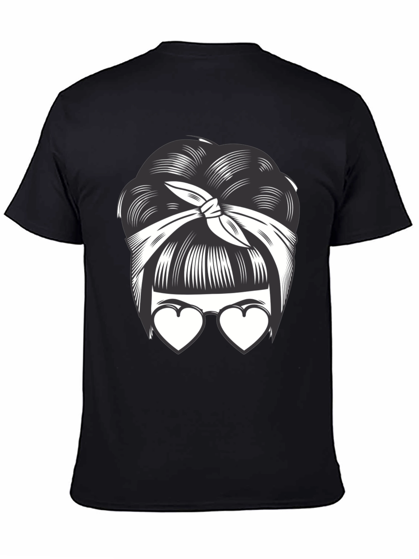Black Bandana Bun & Heart Glasses Graphic T-Shirt view 4