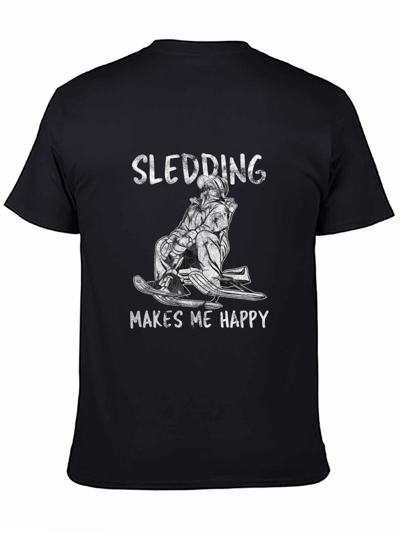 Black Sledding Makes Me Happy Black T-Shirt view 4