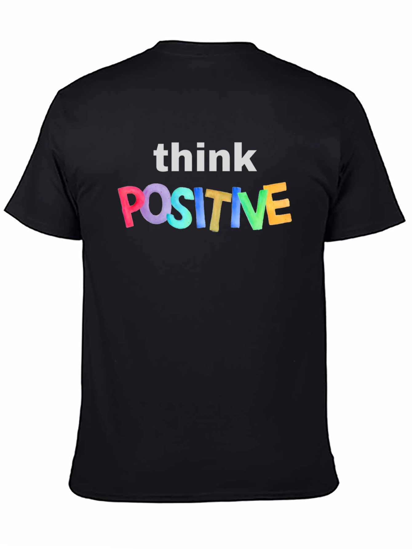 Black Think Positive Graphic Tee - Black Unisex T-Shirt view 4