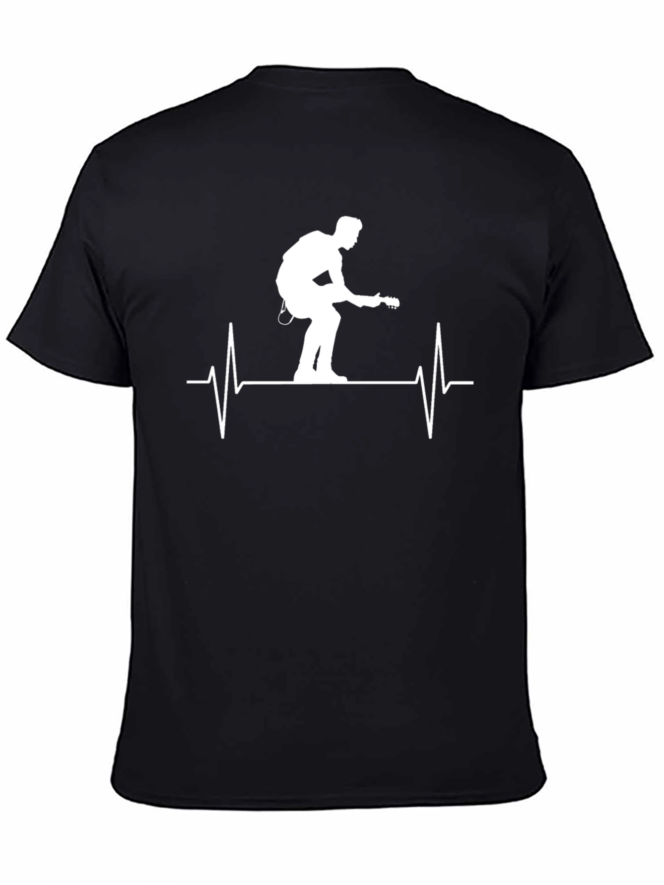 Black Guitar Heartbeat Graphic Tee - Black view 4