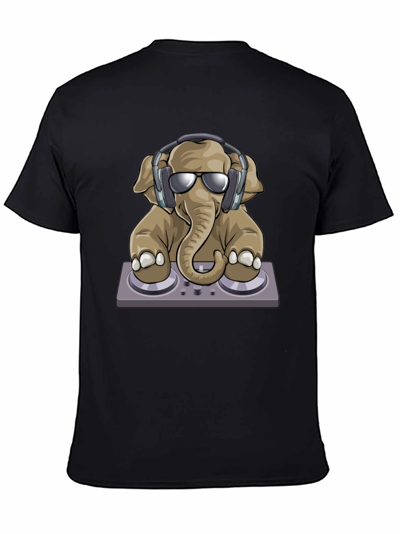 Black DJ Elephant T-Shirt - Cool Graphic Tee view 4