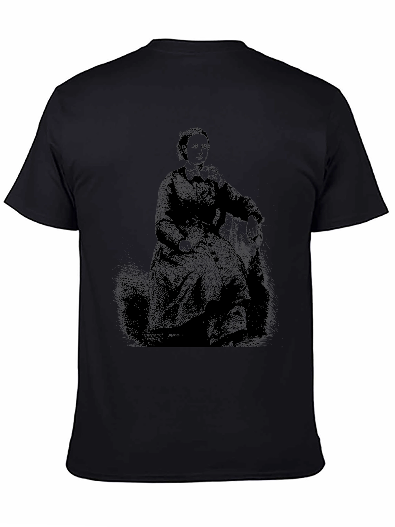 Black Vintage Portrait Graphic Black T-Shirt view 4