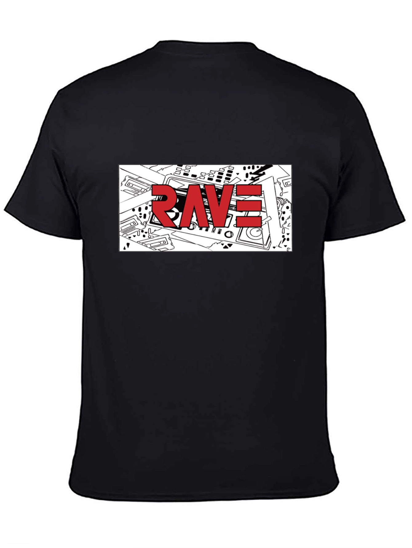 Black Rave Graphic T-Shirt - Black Crew Neck Tee view 4