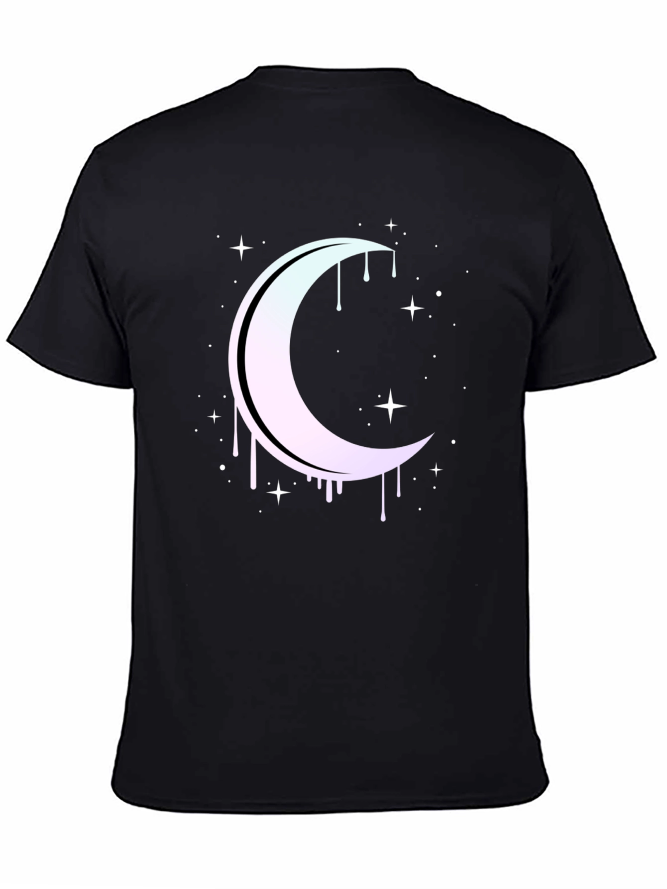 Black Mystic Moon Drip Graphic Tee - Black view 4