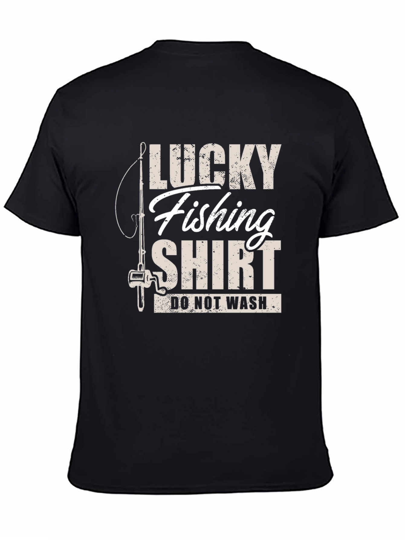 Black Lucky Fishing Shirt - Novelty Graphic Tee view 4