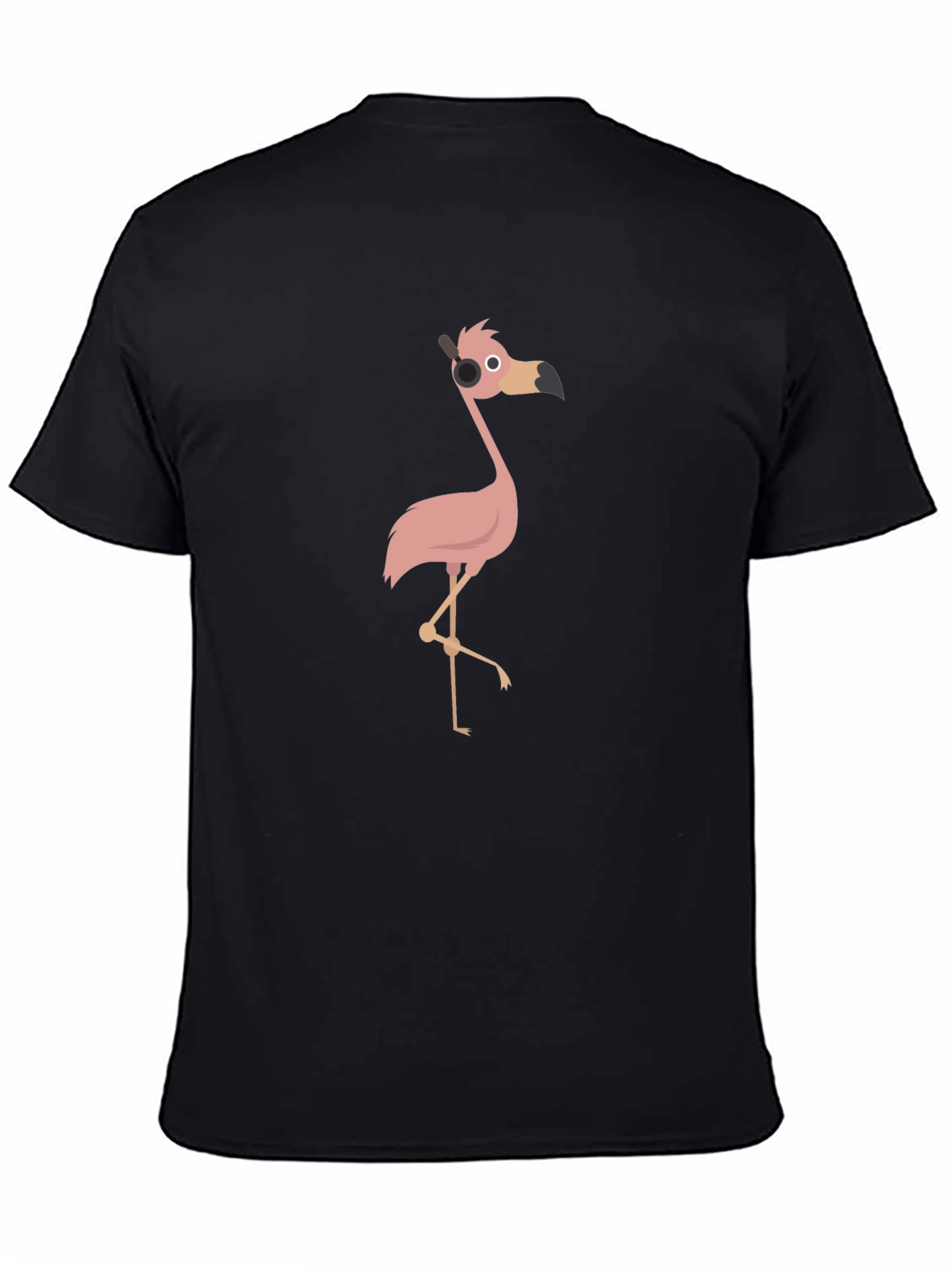 Black Cartoon Flamingo T-Shirt - Black view 4