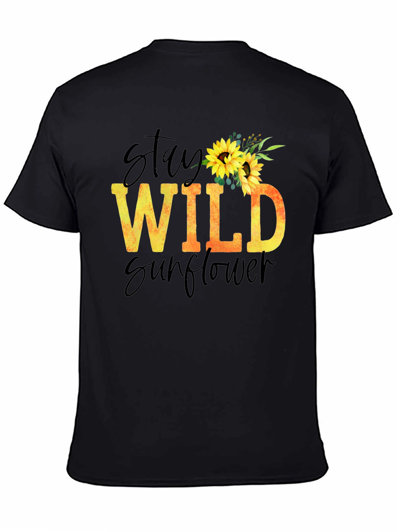 Black Stay Wild Sunflower Graphic T-Shirt view 4