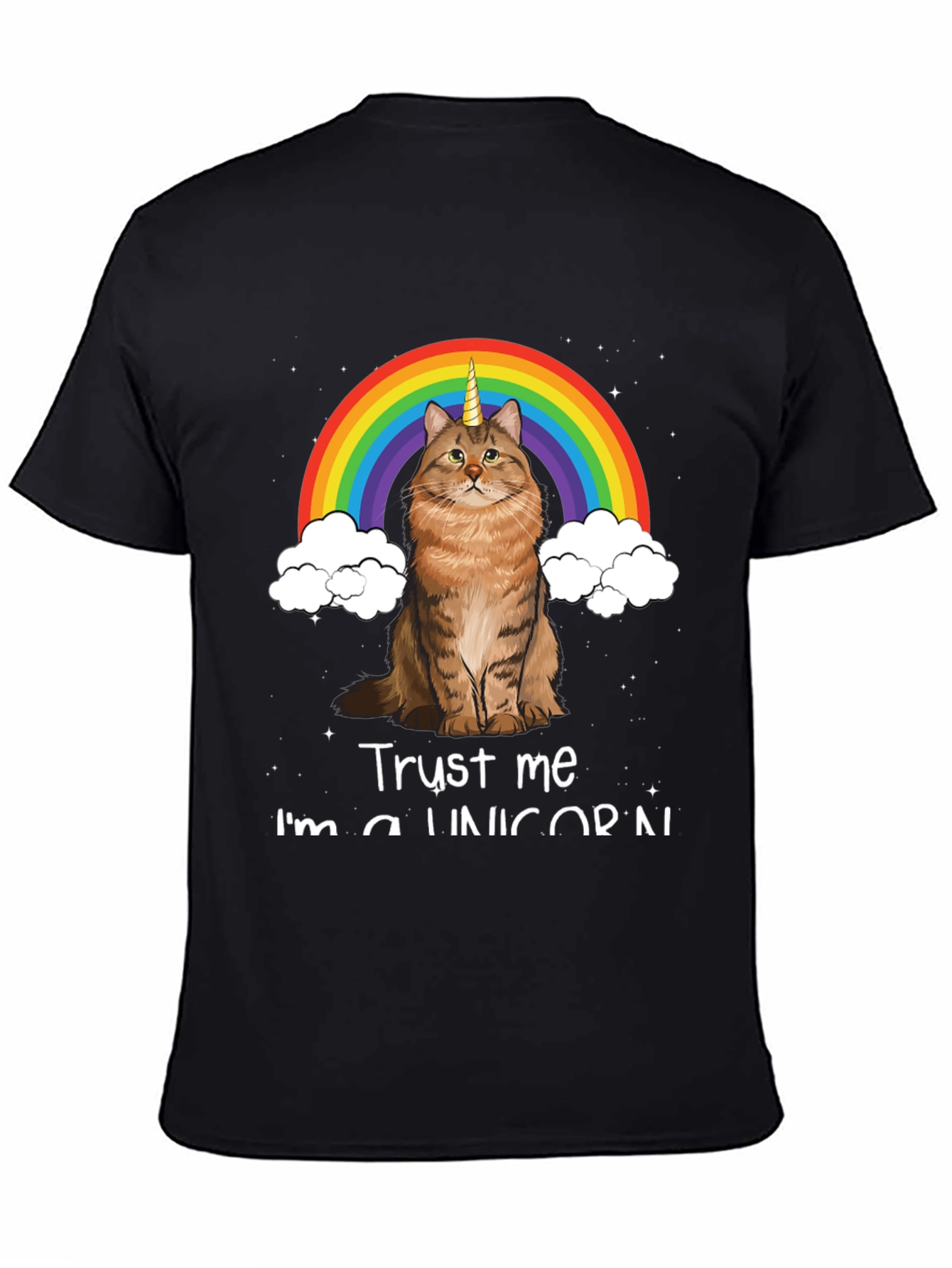 Black Unicorn Cat Rainbow T-Shirt - Trust Me I'm a Unicorn! view 4
