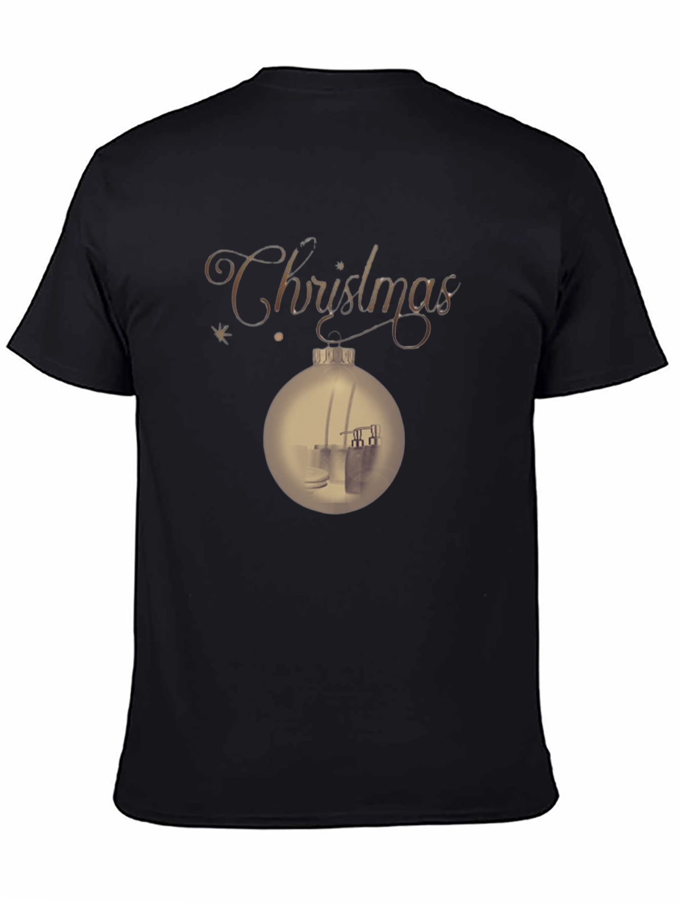 Black Christmas Ornament T-Shirt - Holiday Festive Tee view 4