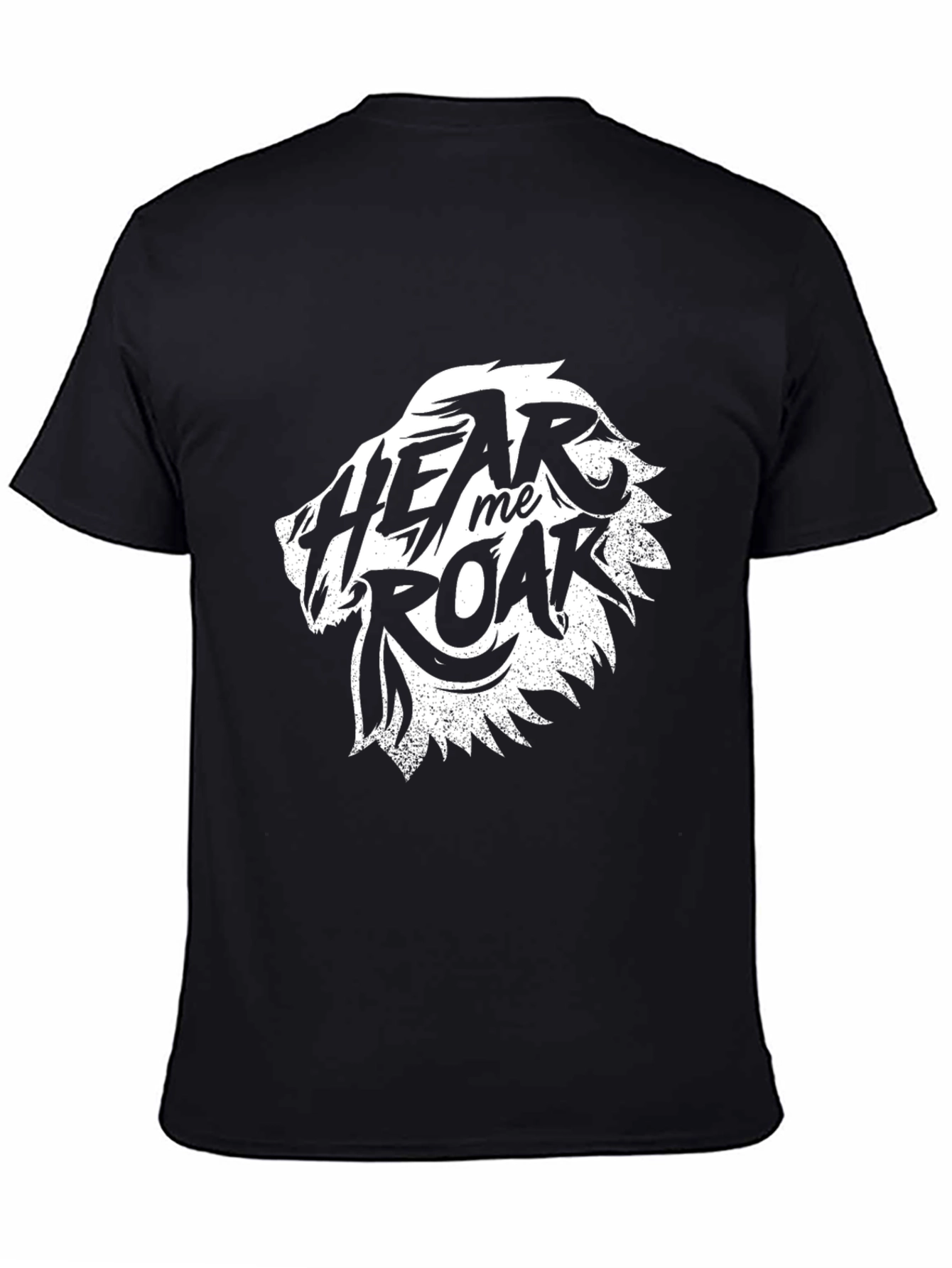 Black Hear Me Roar Lion Graphic Tee - Black Cotton T-Shirt view 4