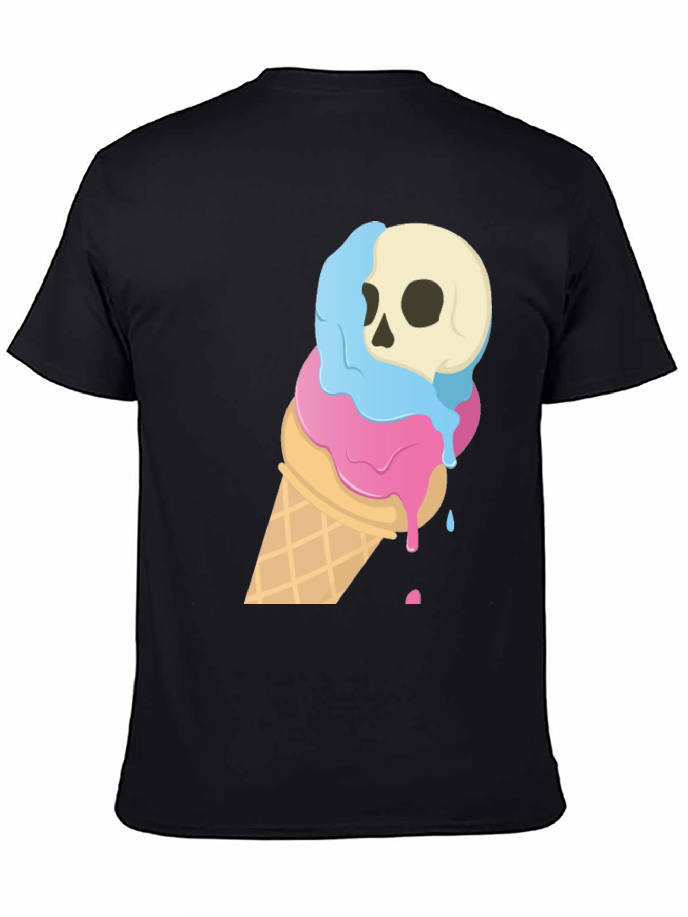 Black Skull Ice Cream Cone Graphic Tee - Black view 4