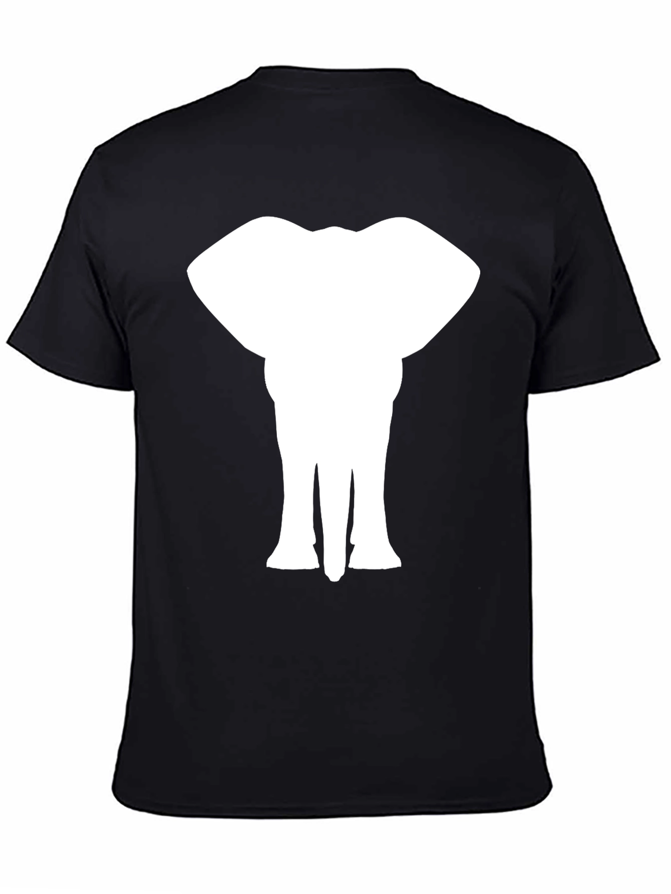 Black Elephant Silhouette Tee - Black Cotton T-Shirt view 4