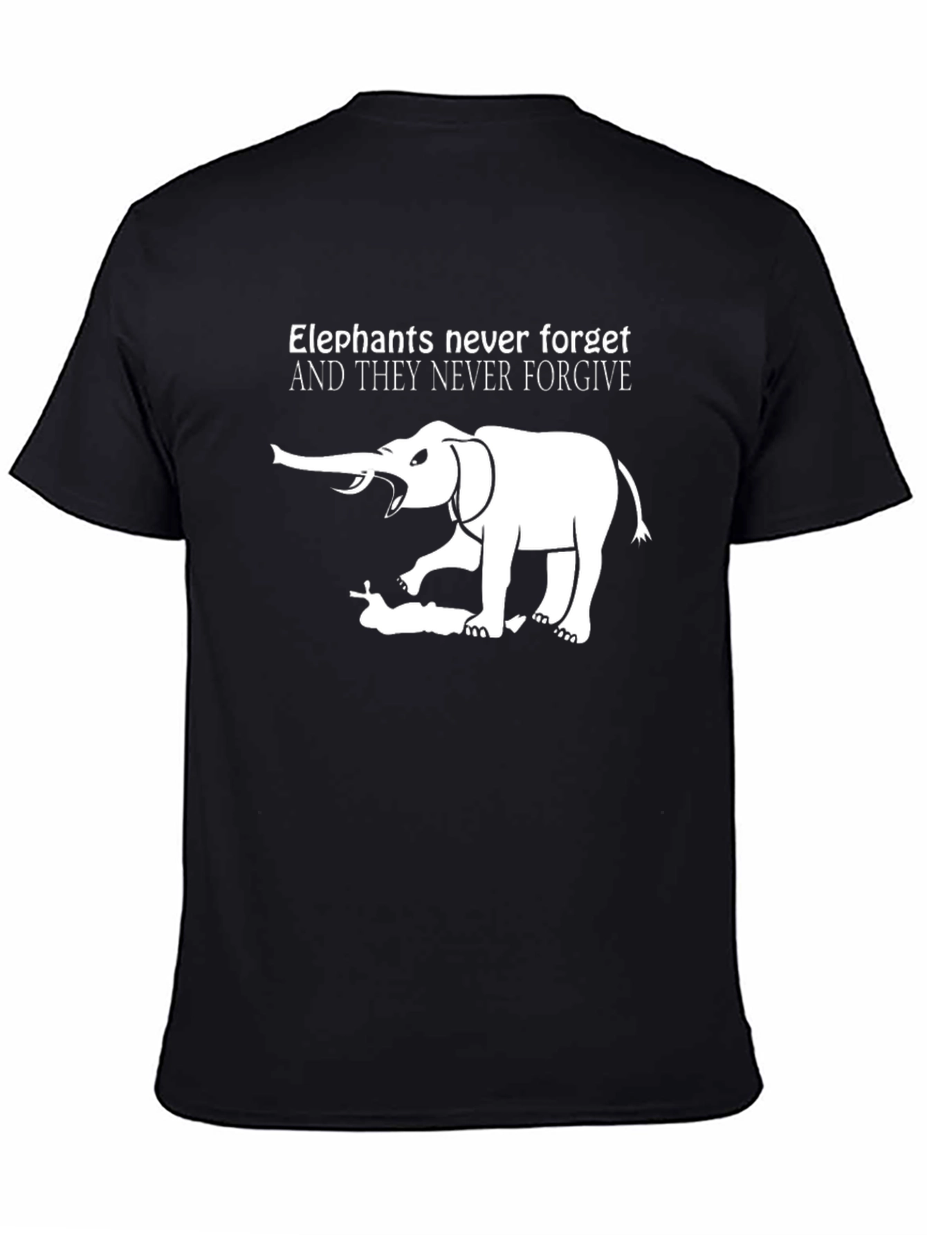 Black Elephant Never Forgets Black Graphic Tee view 4