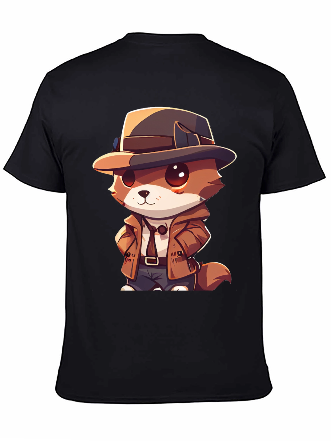 Black Detective Dog T-Shirt - Cartoon Style view 4