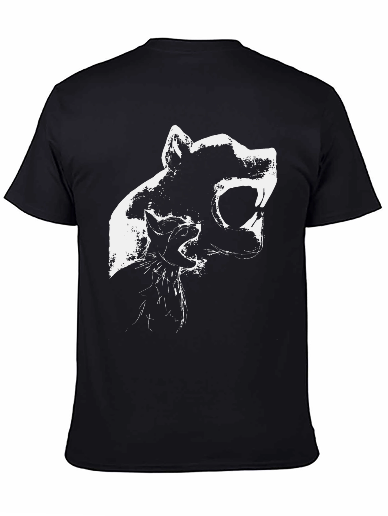 Black Black T-Shirt with Abstract Animal Graphic Print view 4