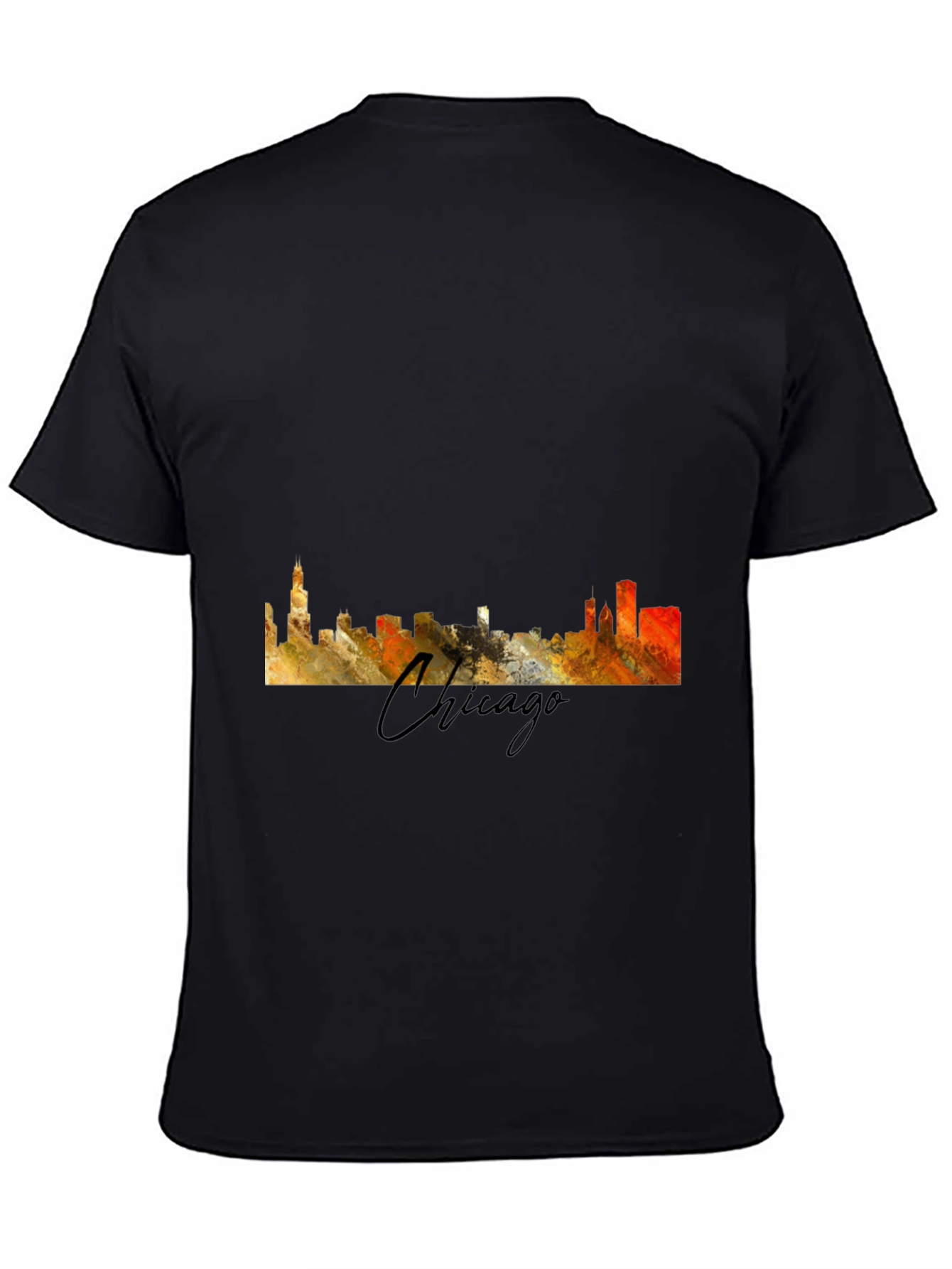 Black Chicago Skyline Men's Graphic T-Shirt view 4
