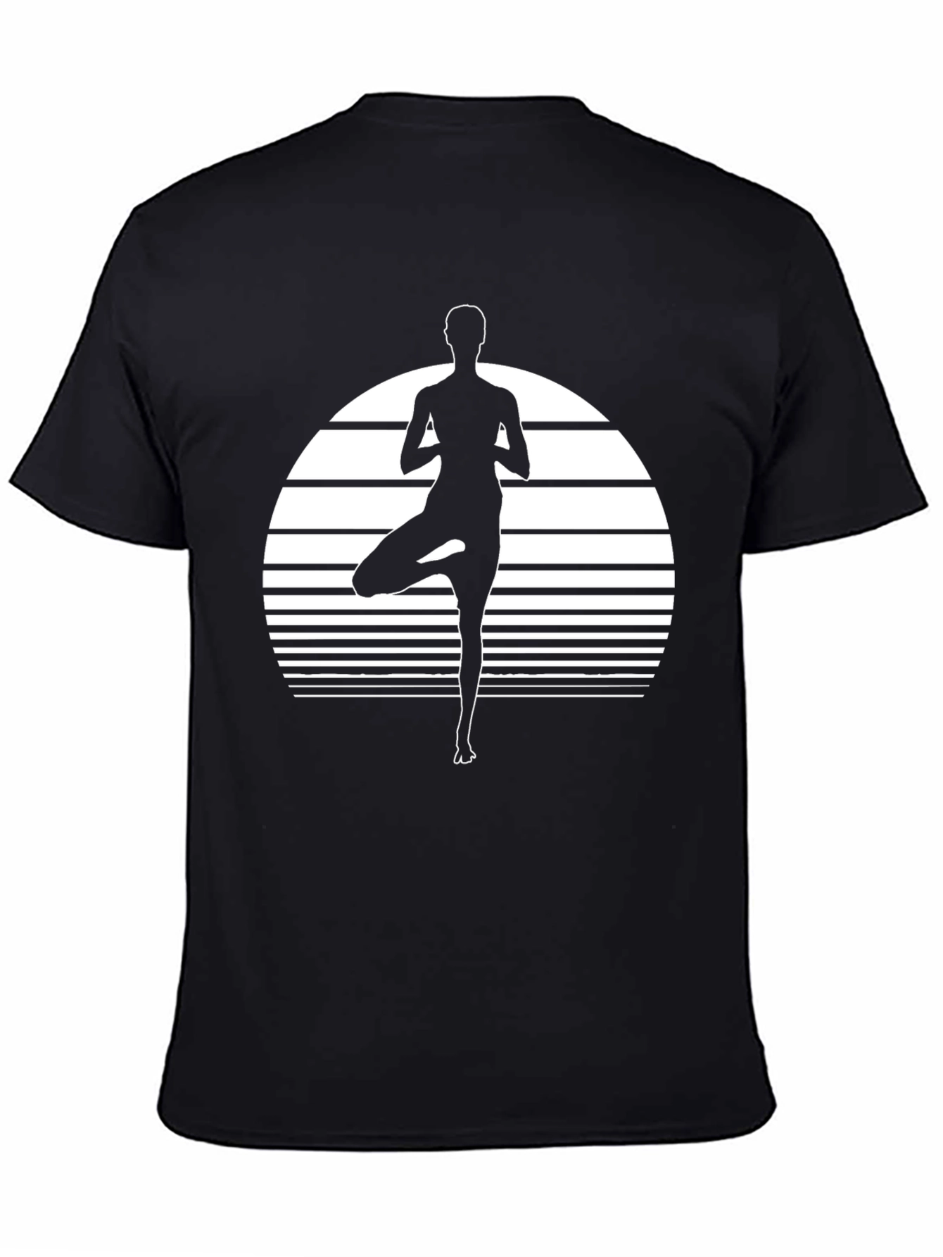 Black Yoga Pose Graphic Tee - Black Cotton Blend Shirt view 4