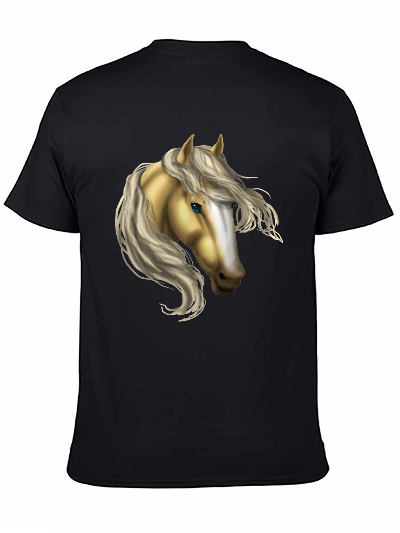 Black Horse Graphic T-Shirt - Black Cotton Blend Tee view 4
