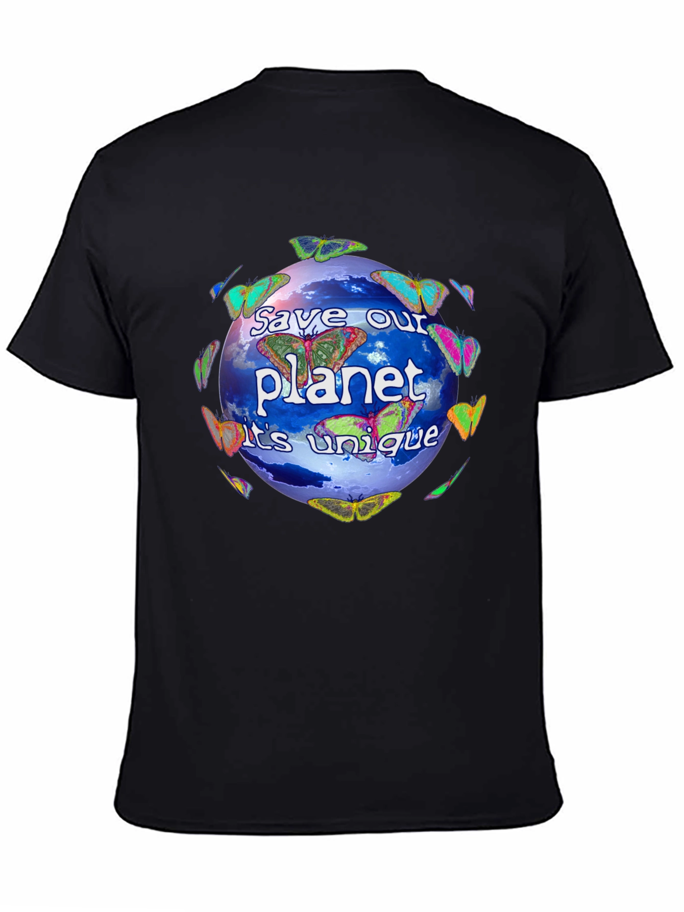 Black Save Our Planet Graphic T-Shirt - Unique Design! view 4
