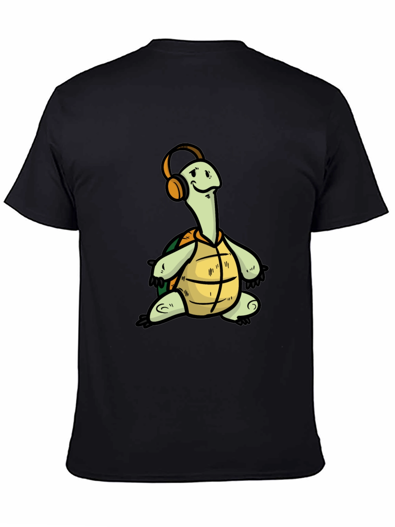 Black Turtle with Headphones Graphic T-Shirt view 4