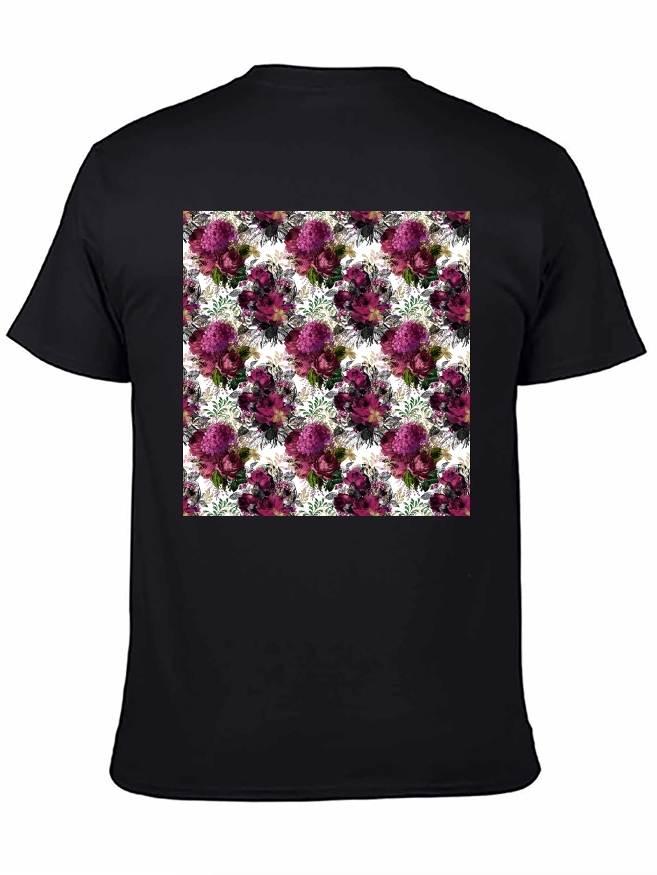 Black Floral Burst Men's T-Shirt - Unique Pattern Tee view 4