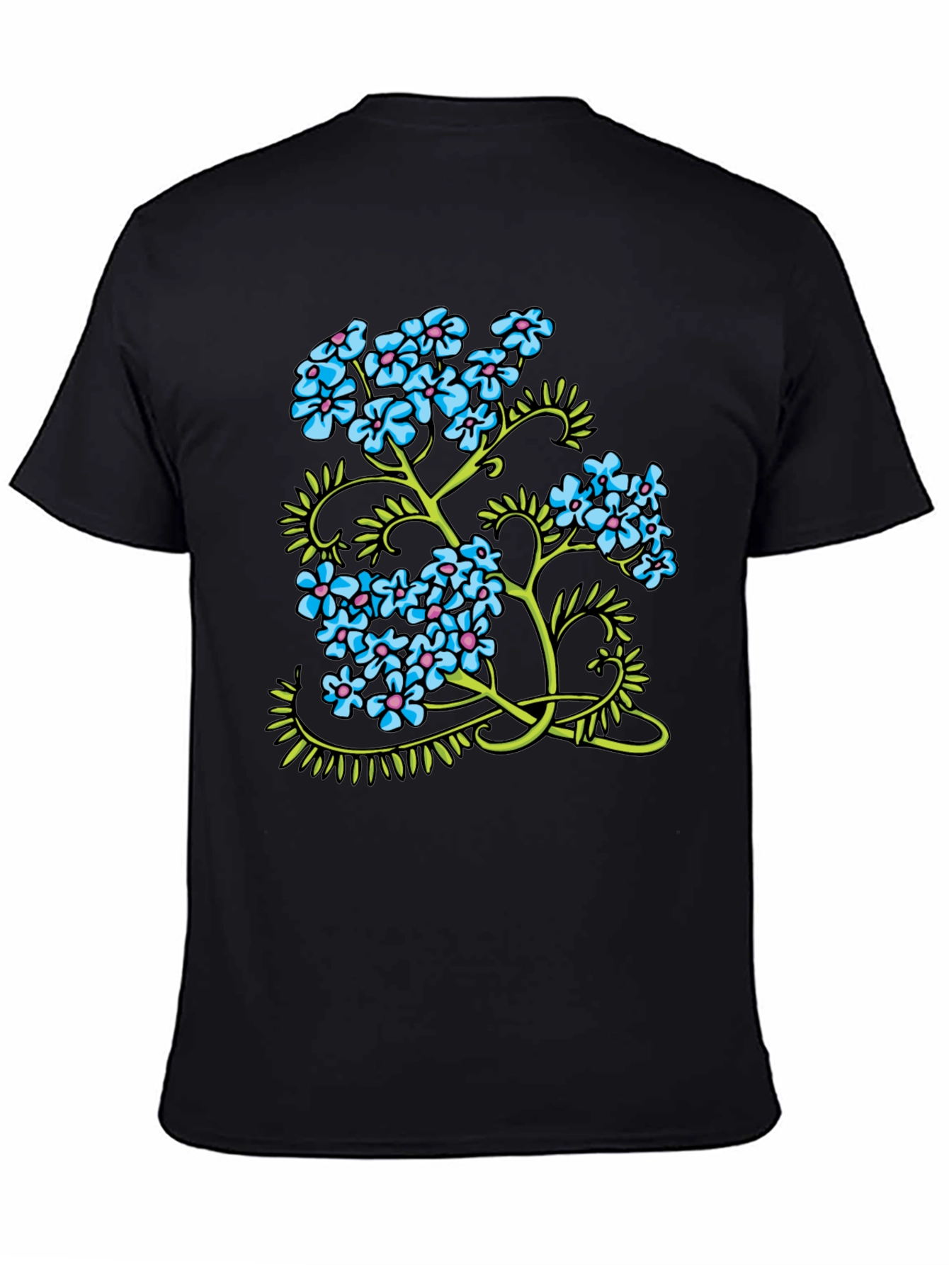 Black Floral Print Black T-Shirt view 4