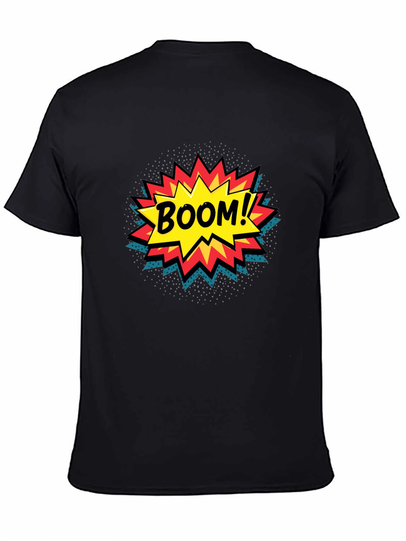 Black Boom! Comic Book Graphic Print Black T-Shirt view 4