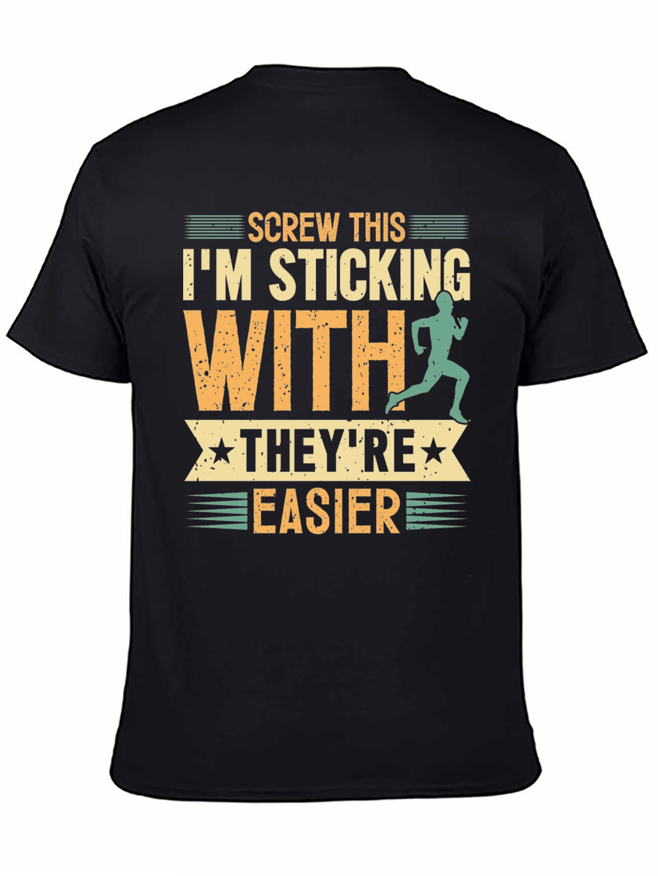 Black Funny Running T-Shirt: Screw This, They're Easier! view 4