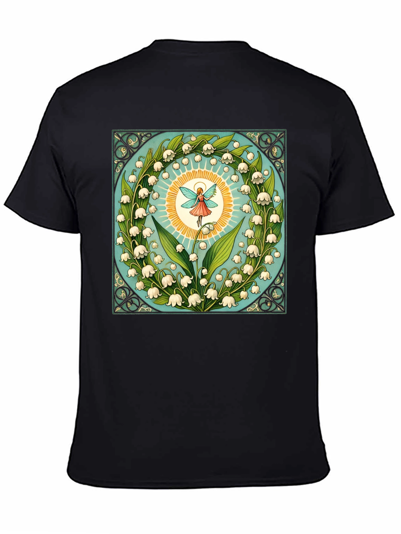 Black Lily of the Valley Fairy Graphic Tee view 4