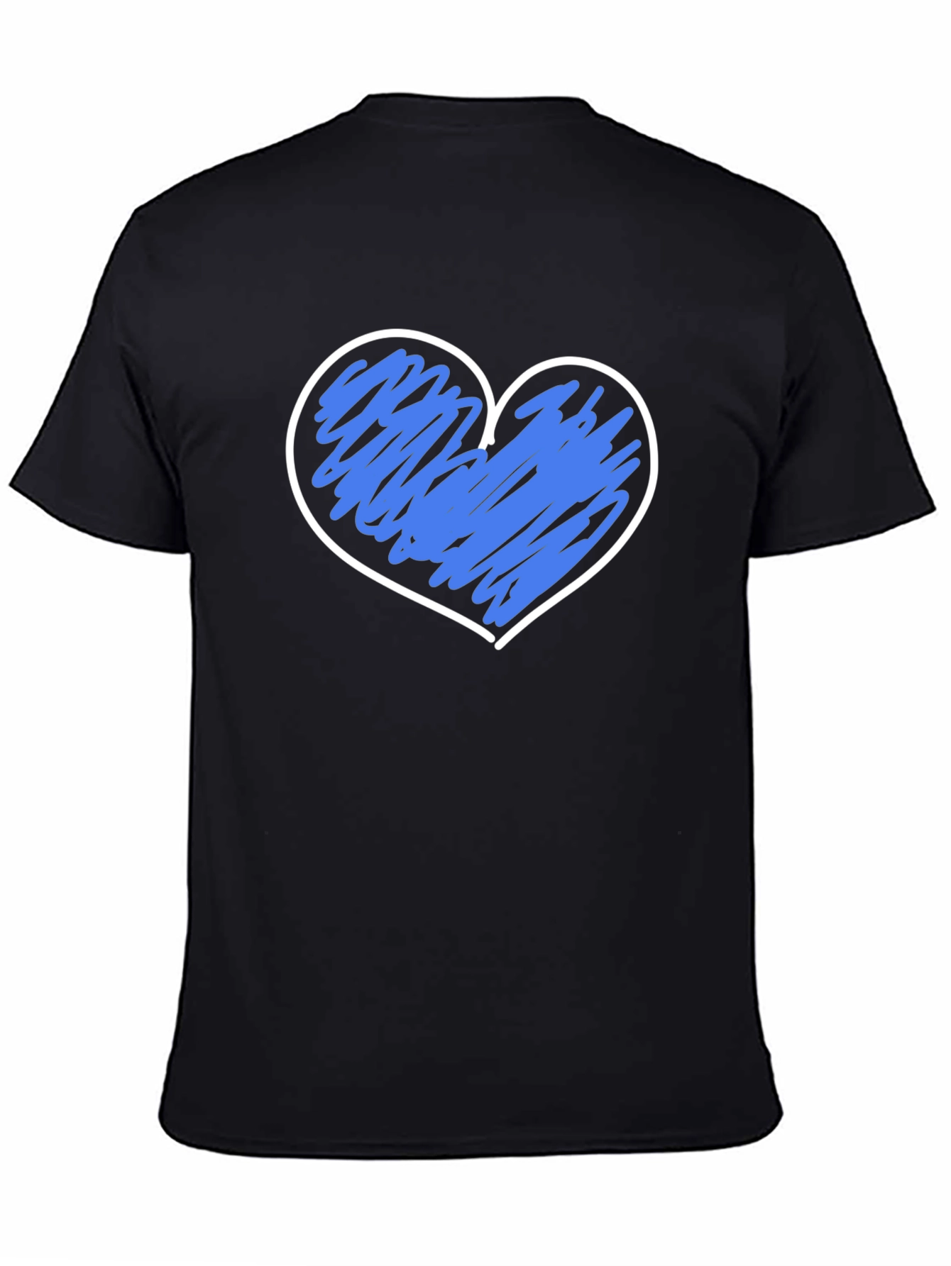 Black Heart Scribble Graphic T-Shirt - Black Crew Neck view 4