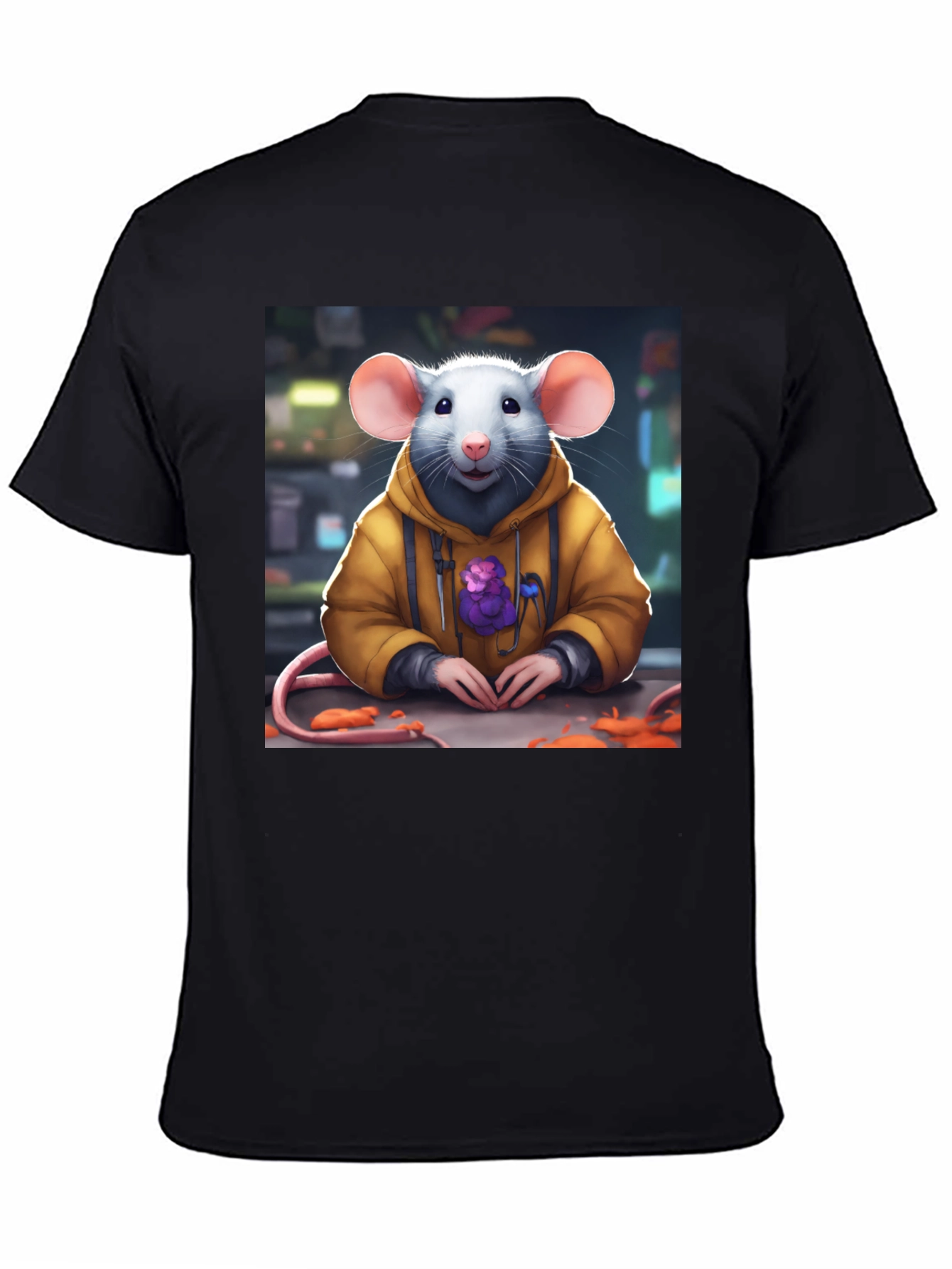 Black Rat in Hoodie T-Shirt - Unique Graphic Tee view 4