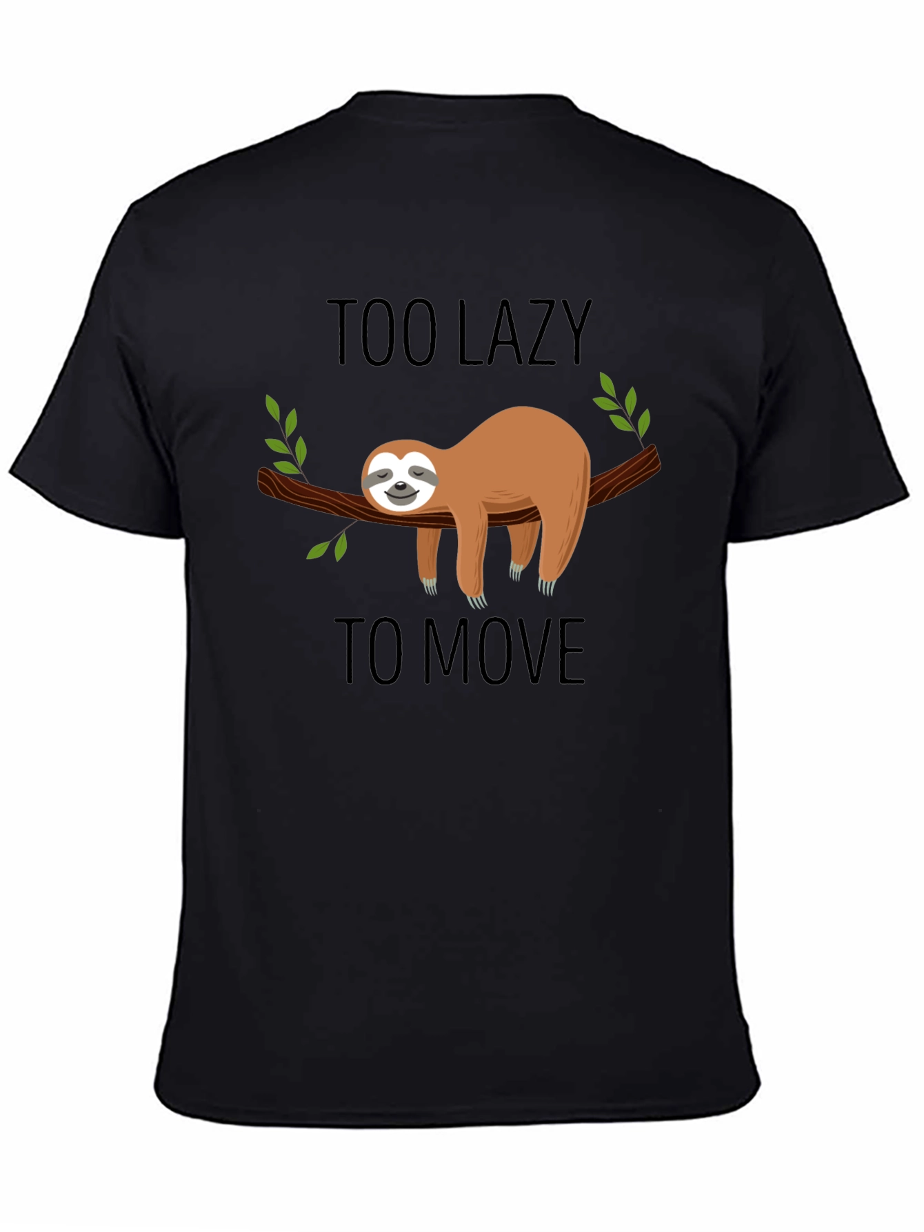 Black Lazy Sloth Graphic T-Shirt - Men's Black Tee view 4