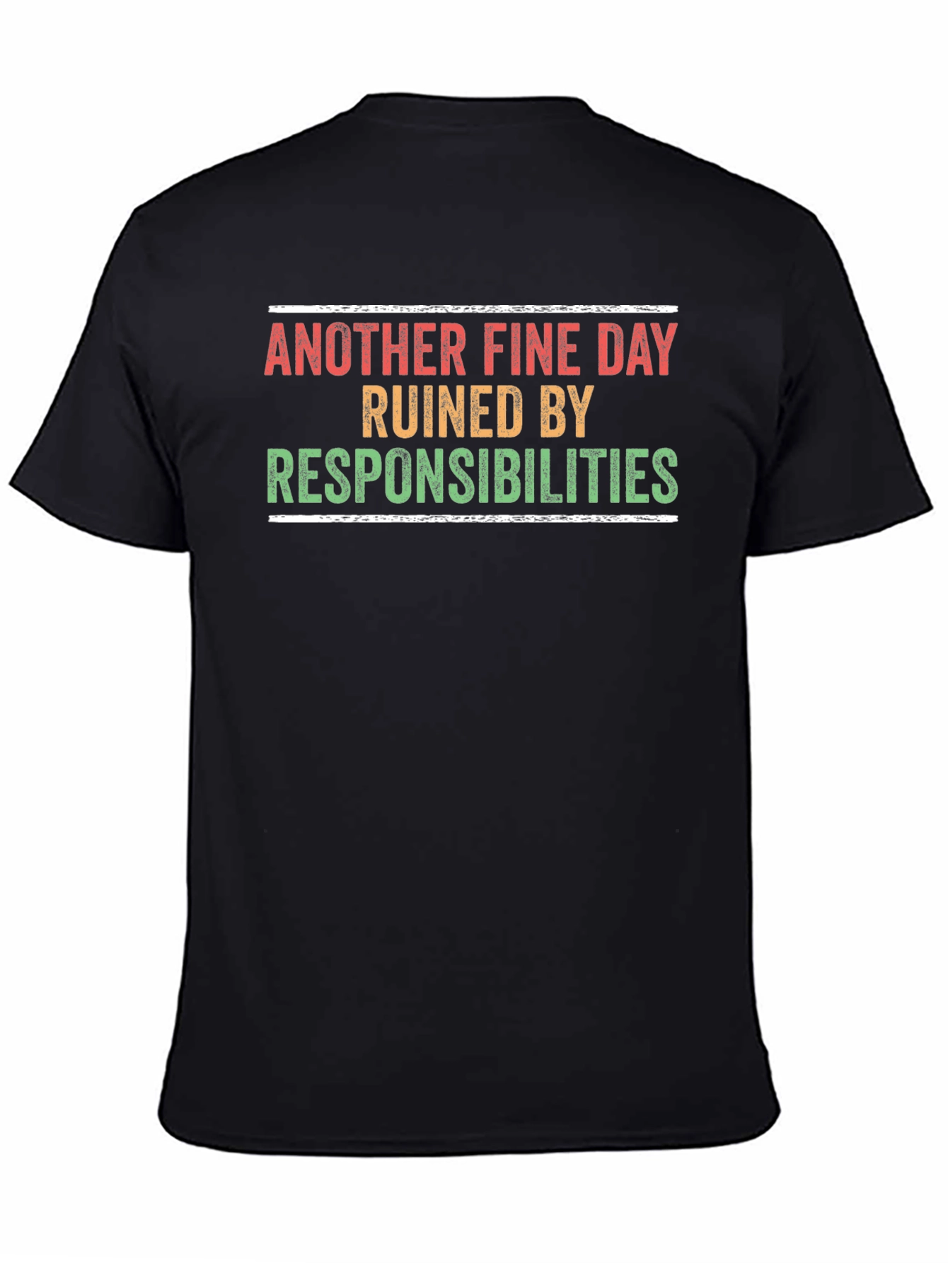 Black Funny "Responsibilities" Graphic T-Shirt view 4