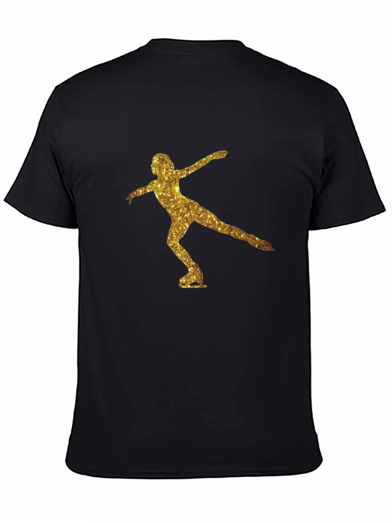 Black Gold Glitter Ice Skater T-Shirt - Black view 4