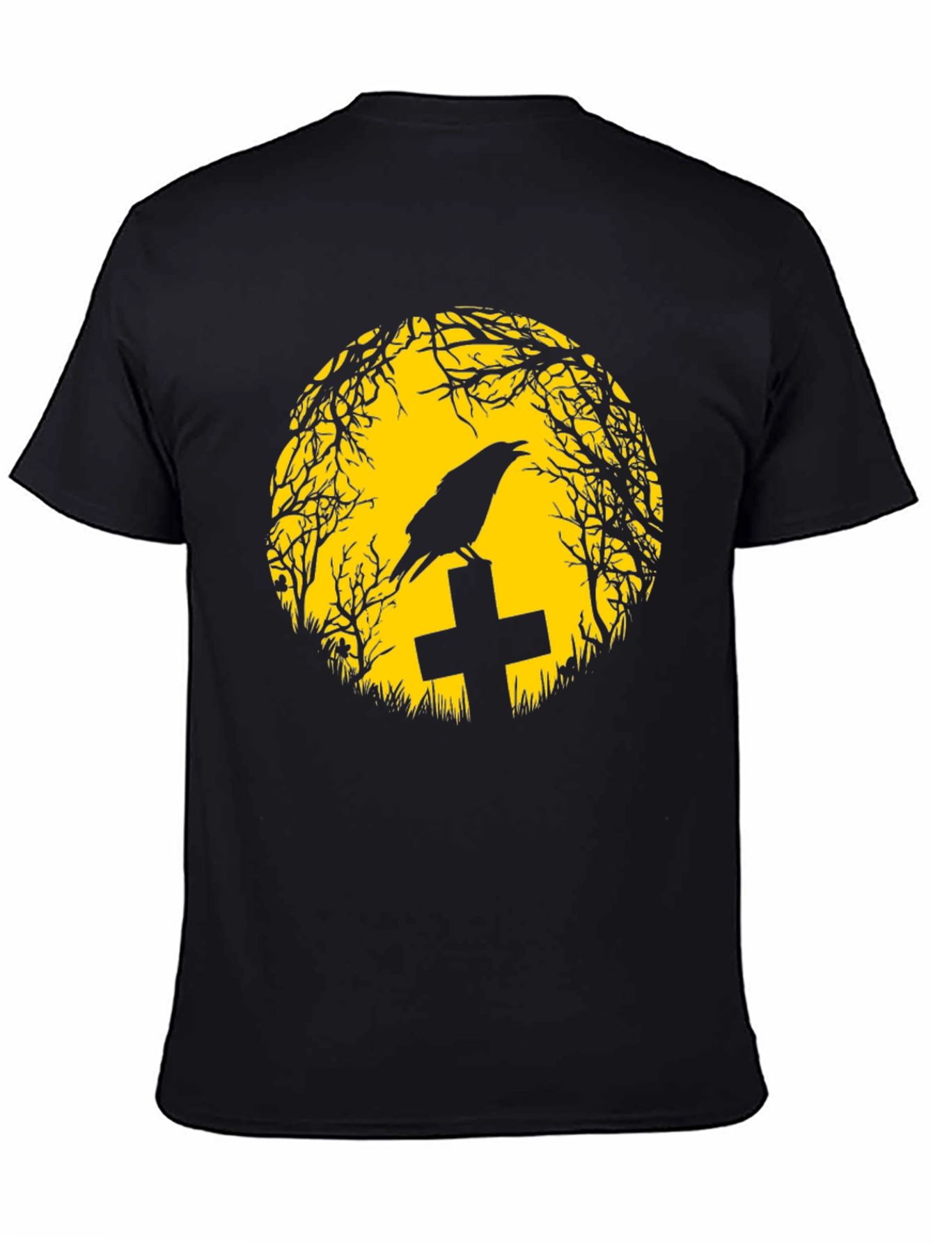 Black Raven on Tombstone T-Shirt view 4