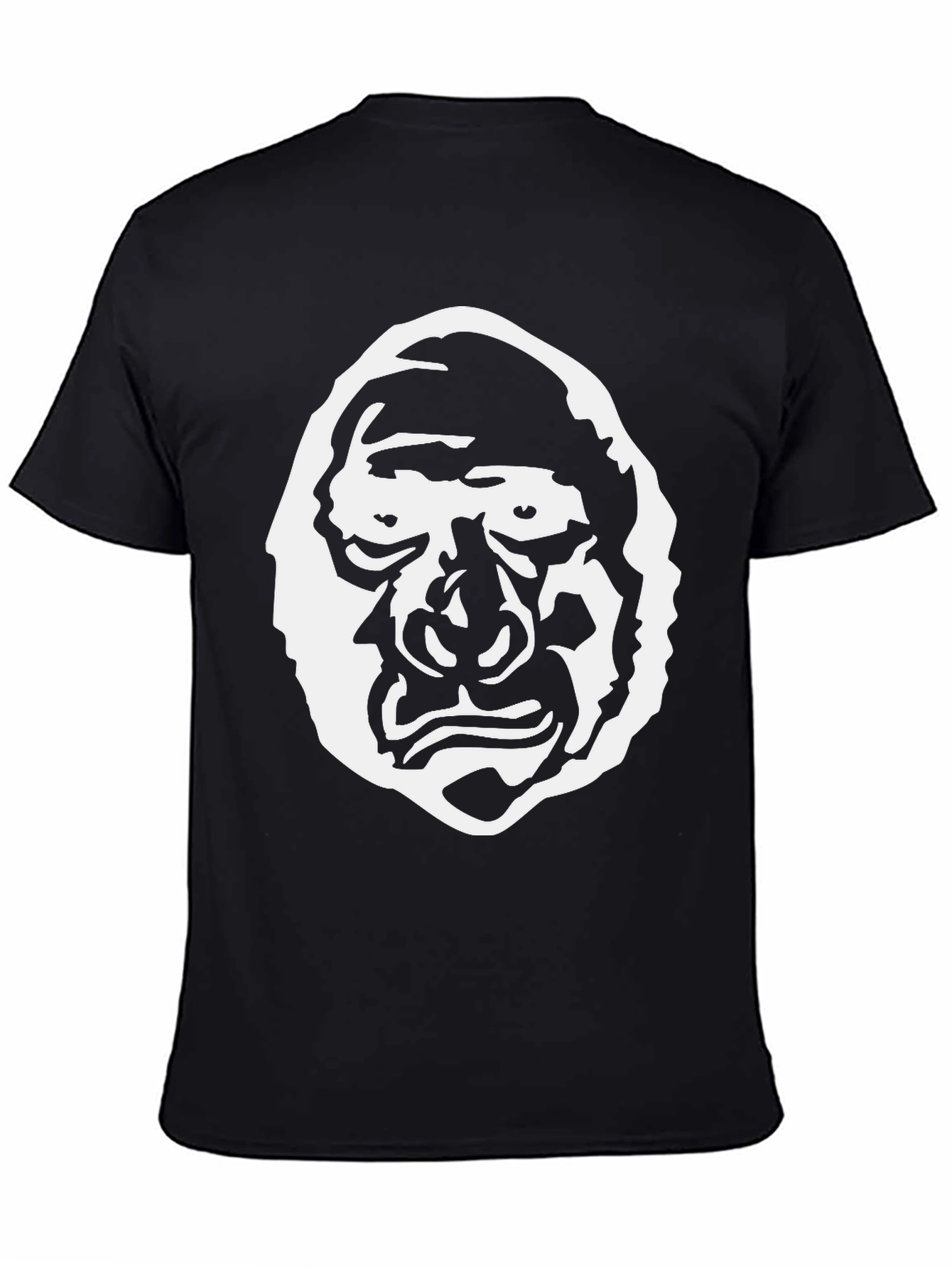 Black Graphic Tee - Grotesque Face Design, Black Cotton view 4