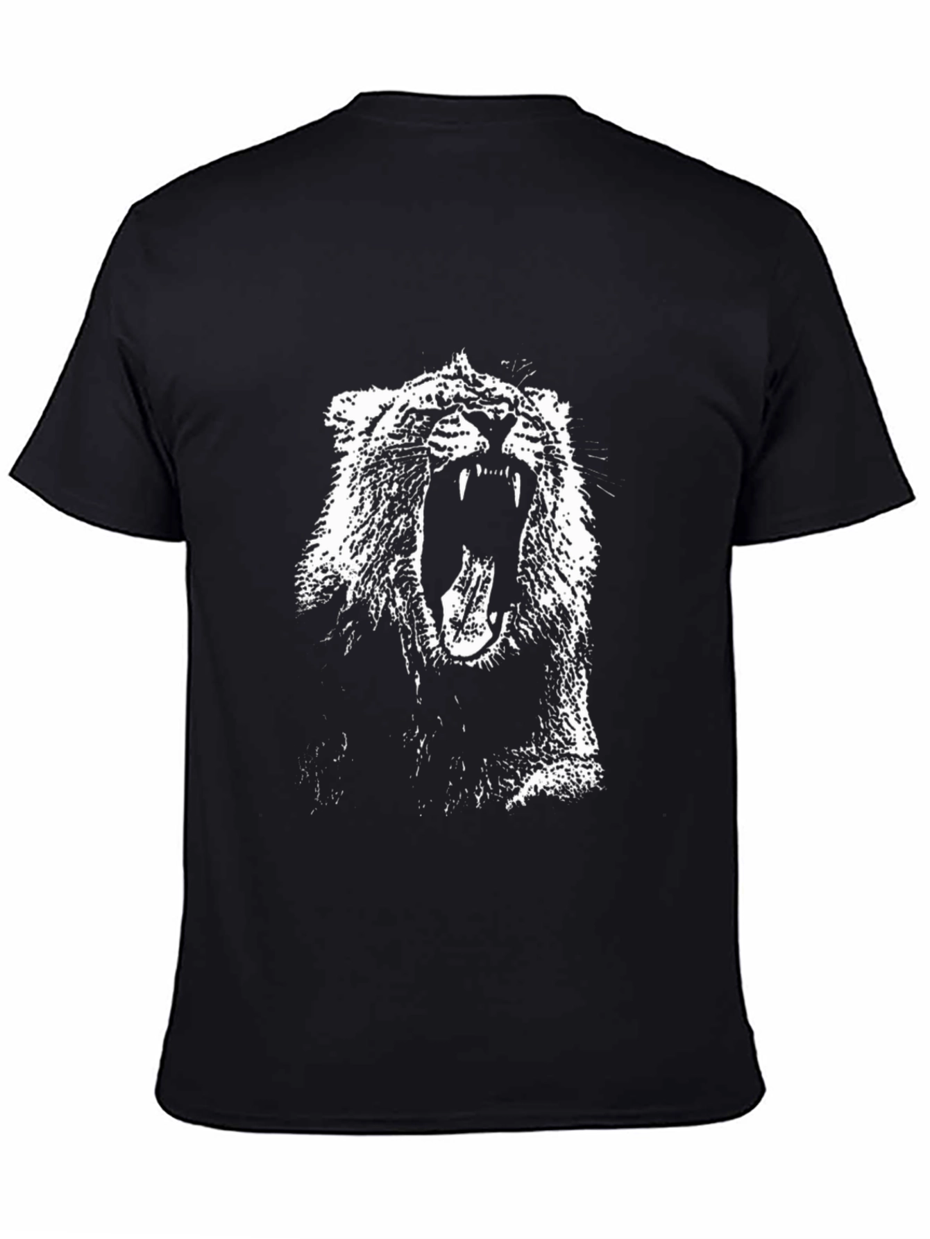 Black Roaring Lion Graphic Tee - Black Cotton T-Shirt view 4