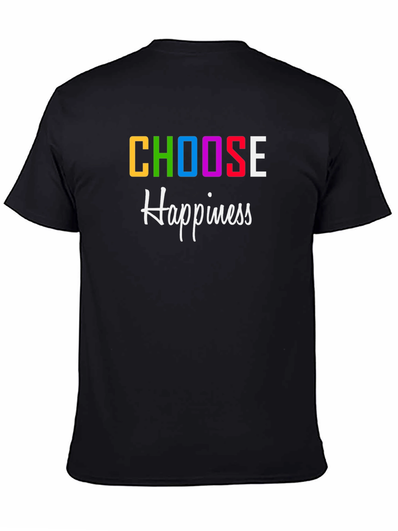Black Choose Happiness Graphic Print T-Shirt view 4