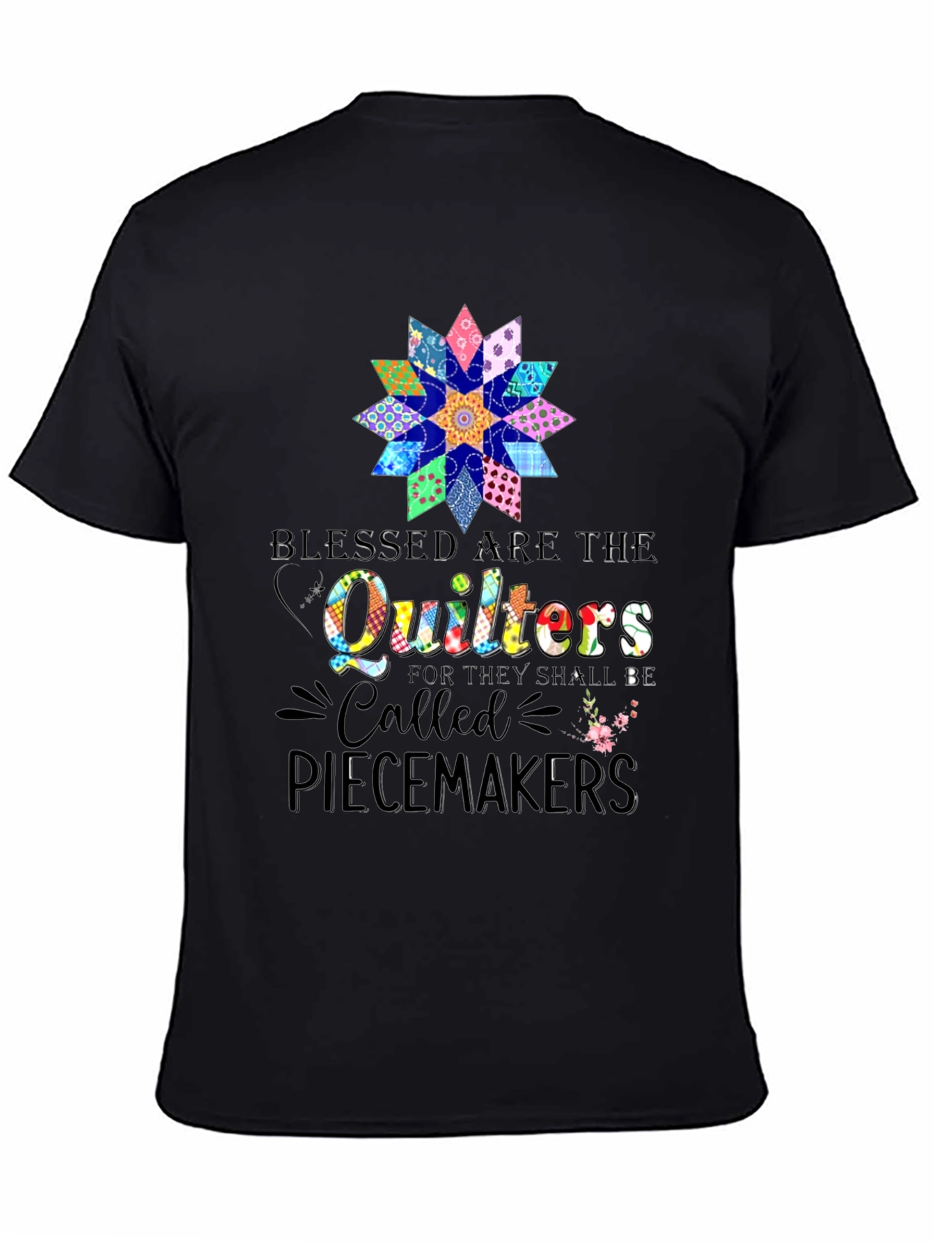 Black Quilters Piecemakers Black Graphic T-Shirt view 4